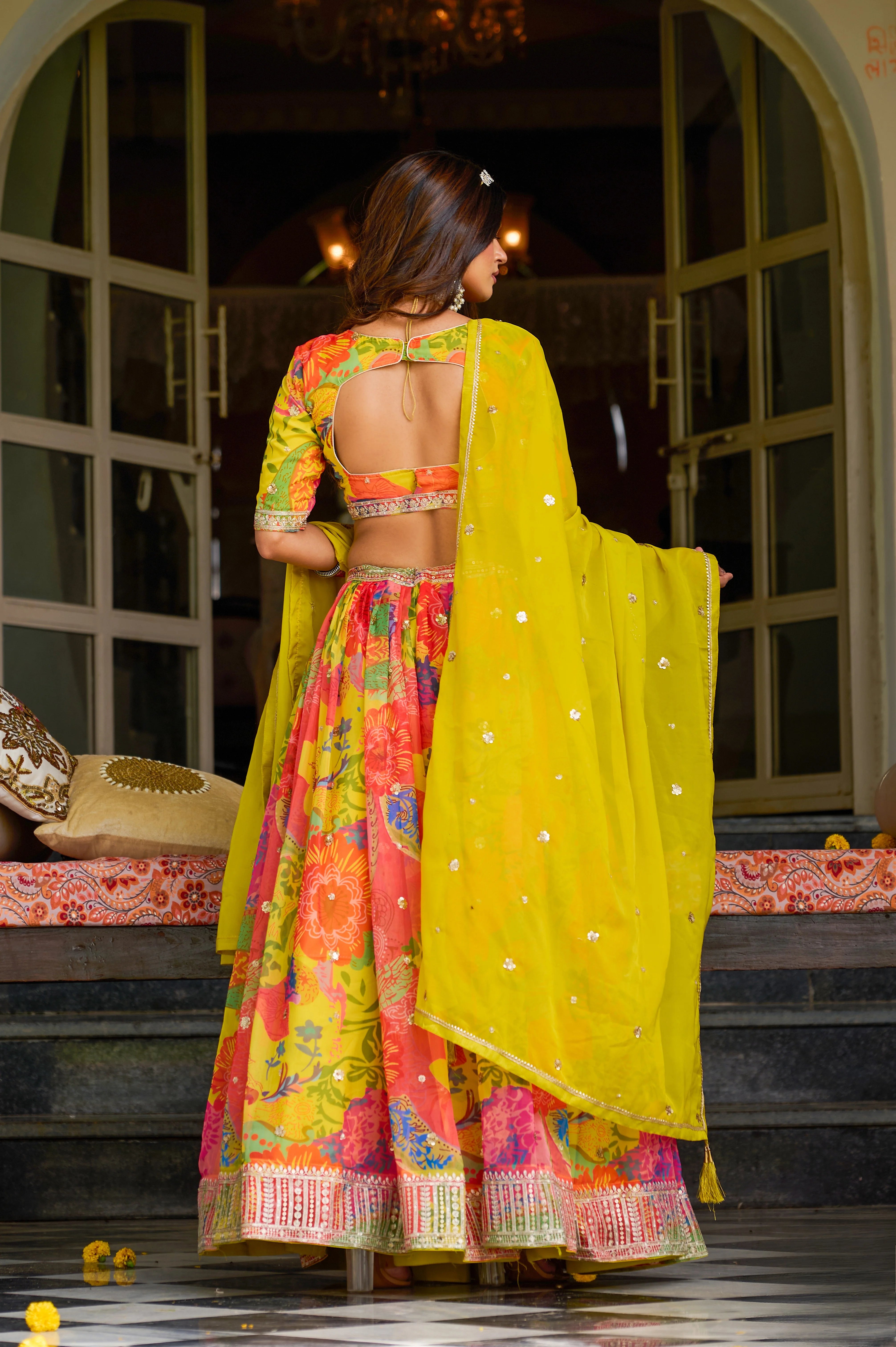 Tabby Silk Festival Wear Parrot With Printed Work