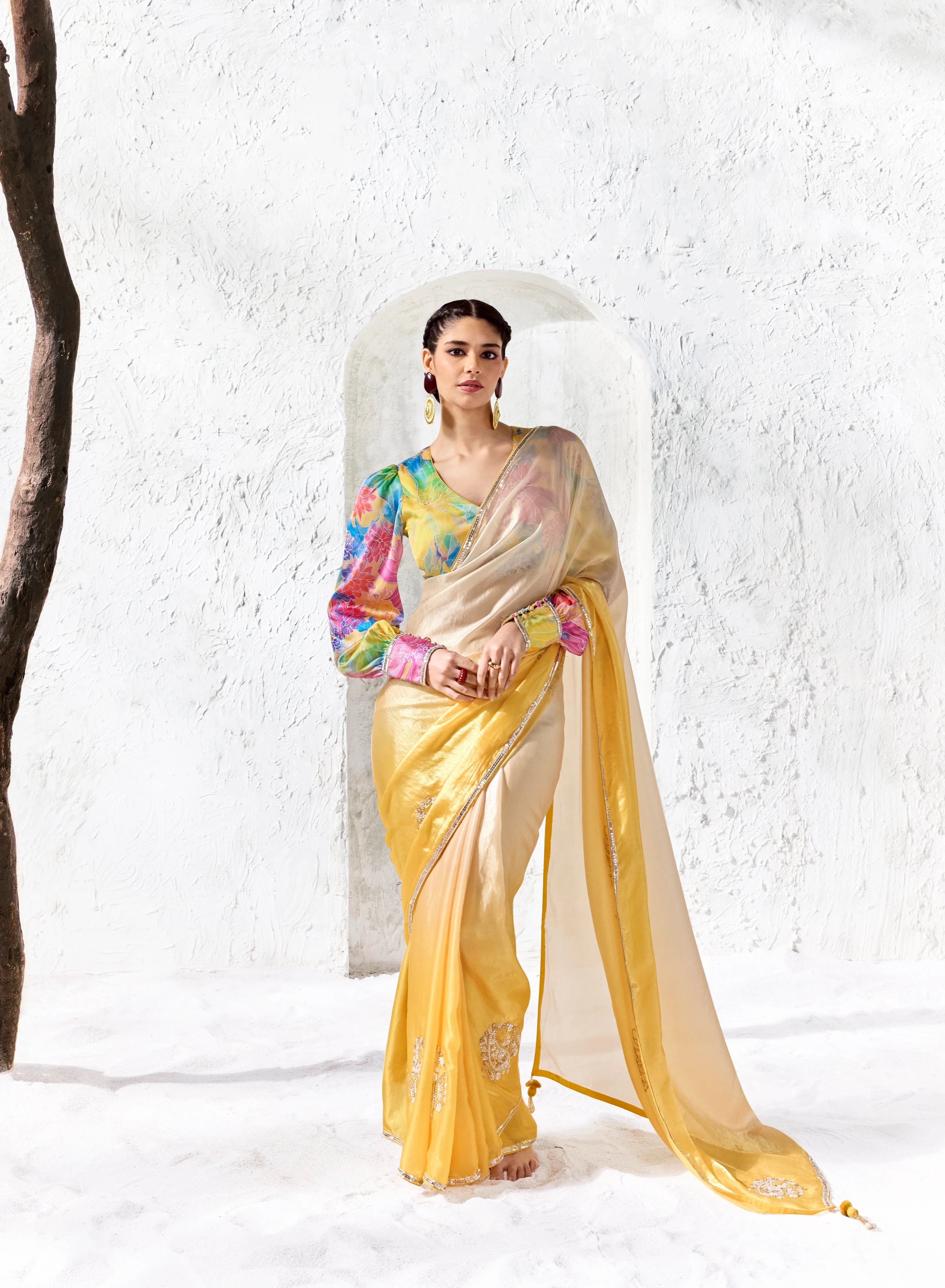 Premium Luxe Silk Festival Wear Yellow With Lace