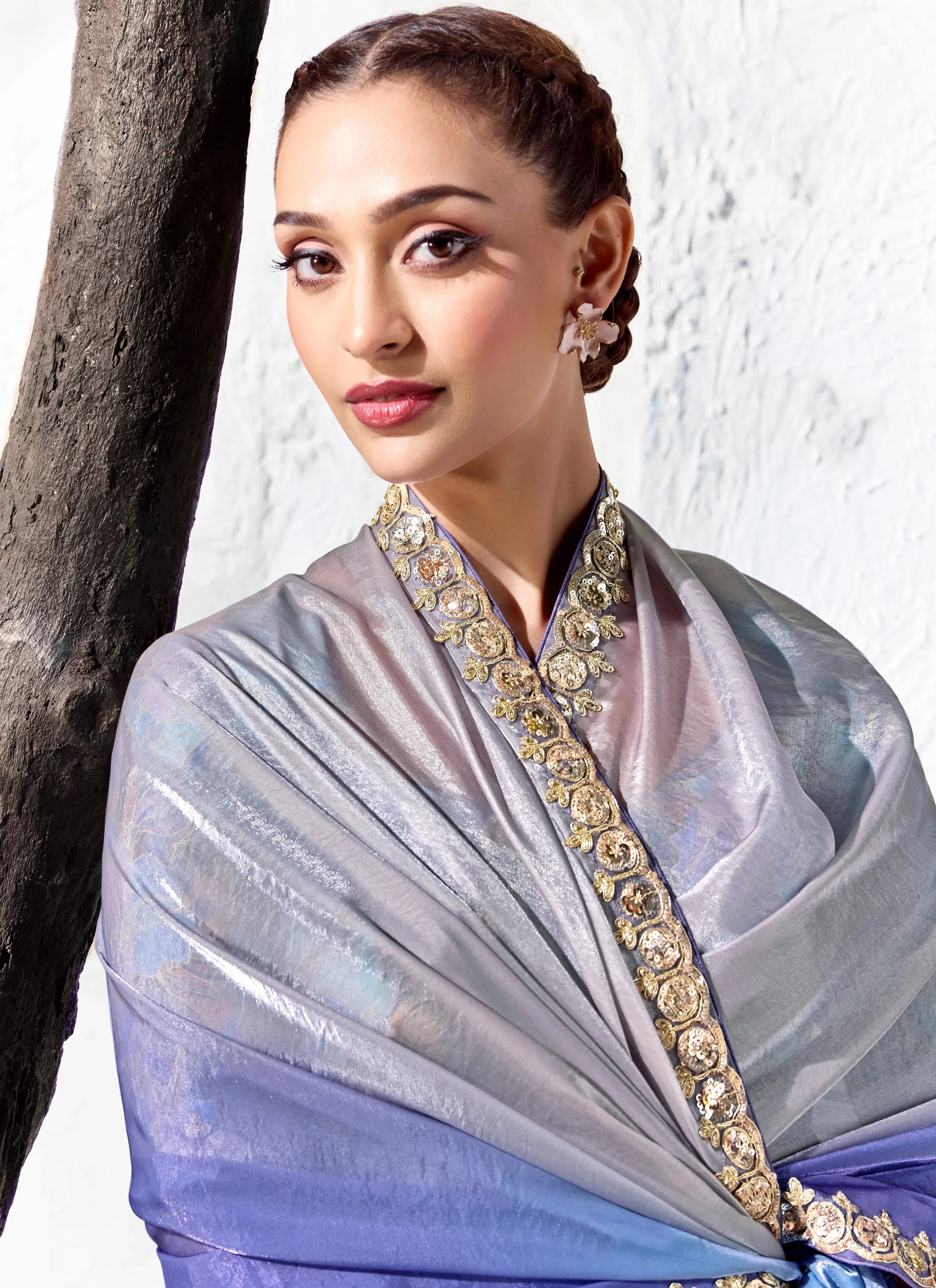 Premium Luxe Silk Festival Wear Lavender With Lace