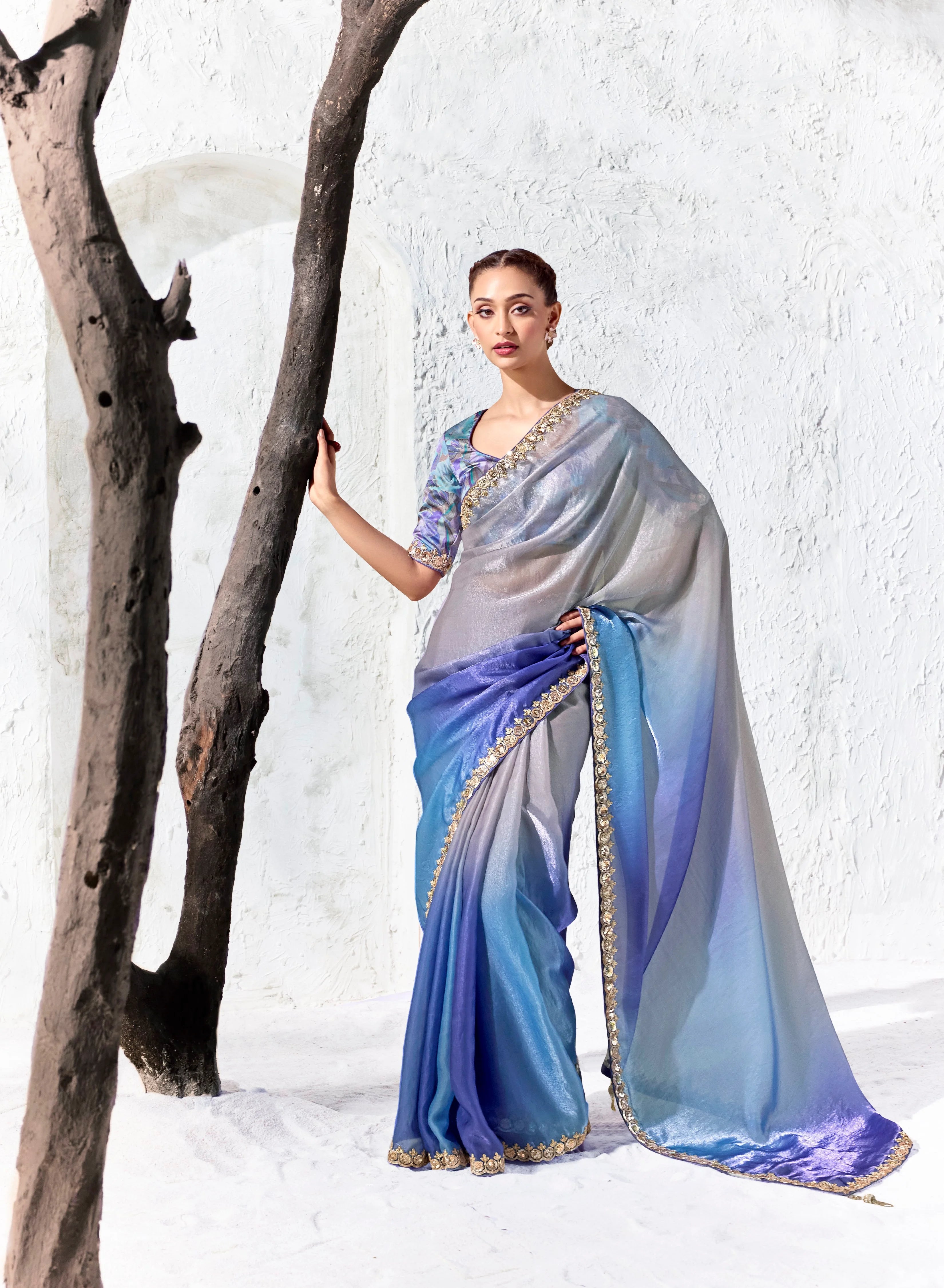 Premium Luxe Silk Festival Wear Lavender With Lace