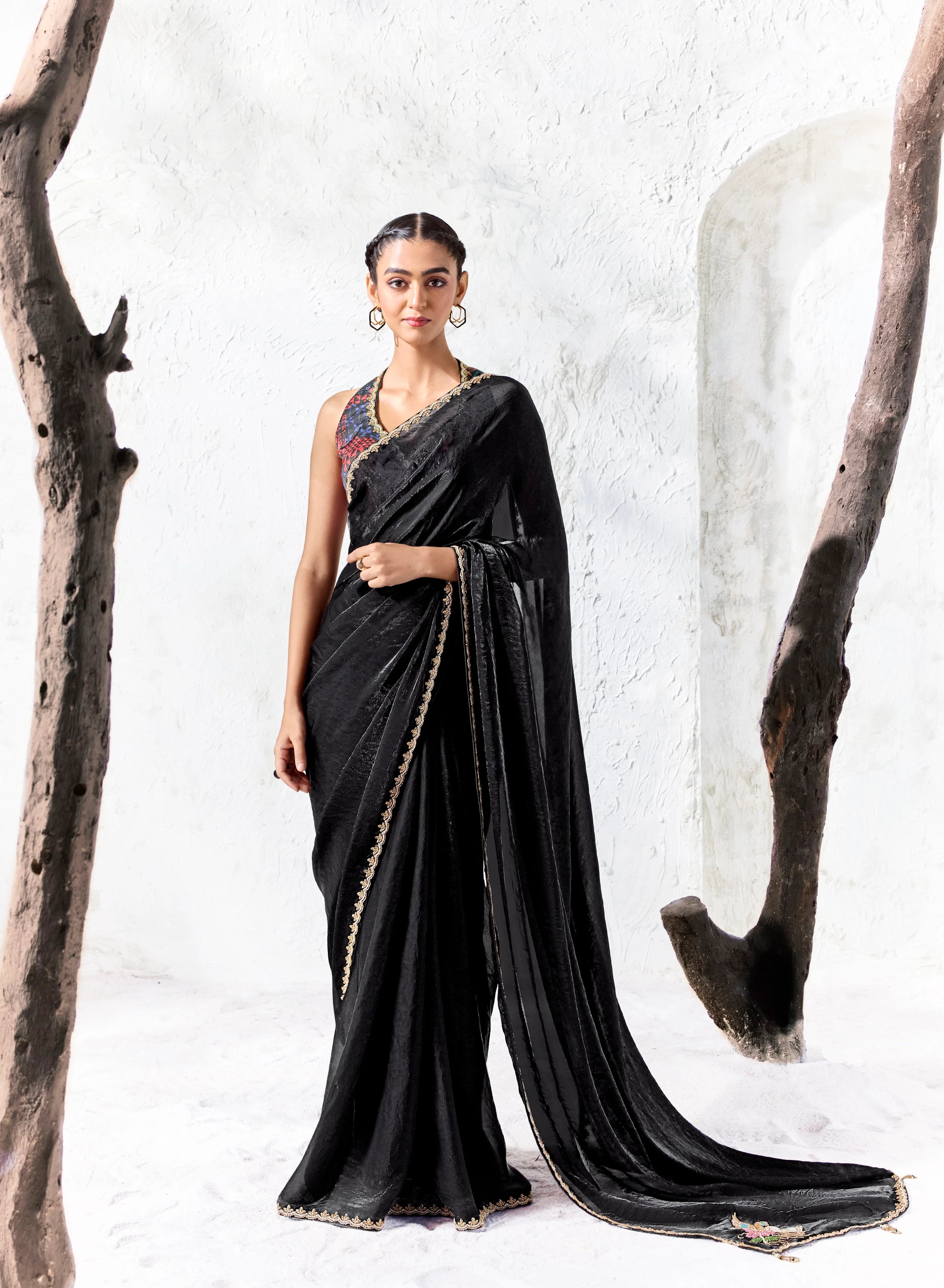 Premium Luxe Silk Festival Wear Black With Lace