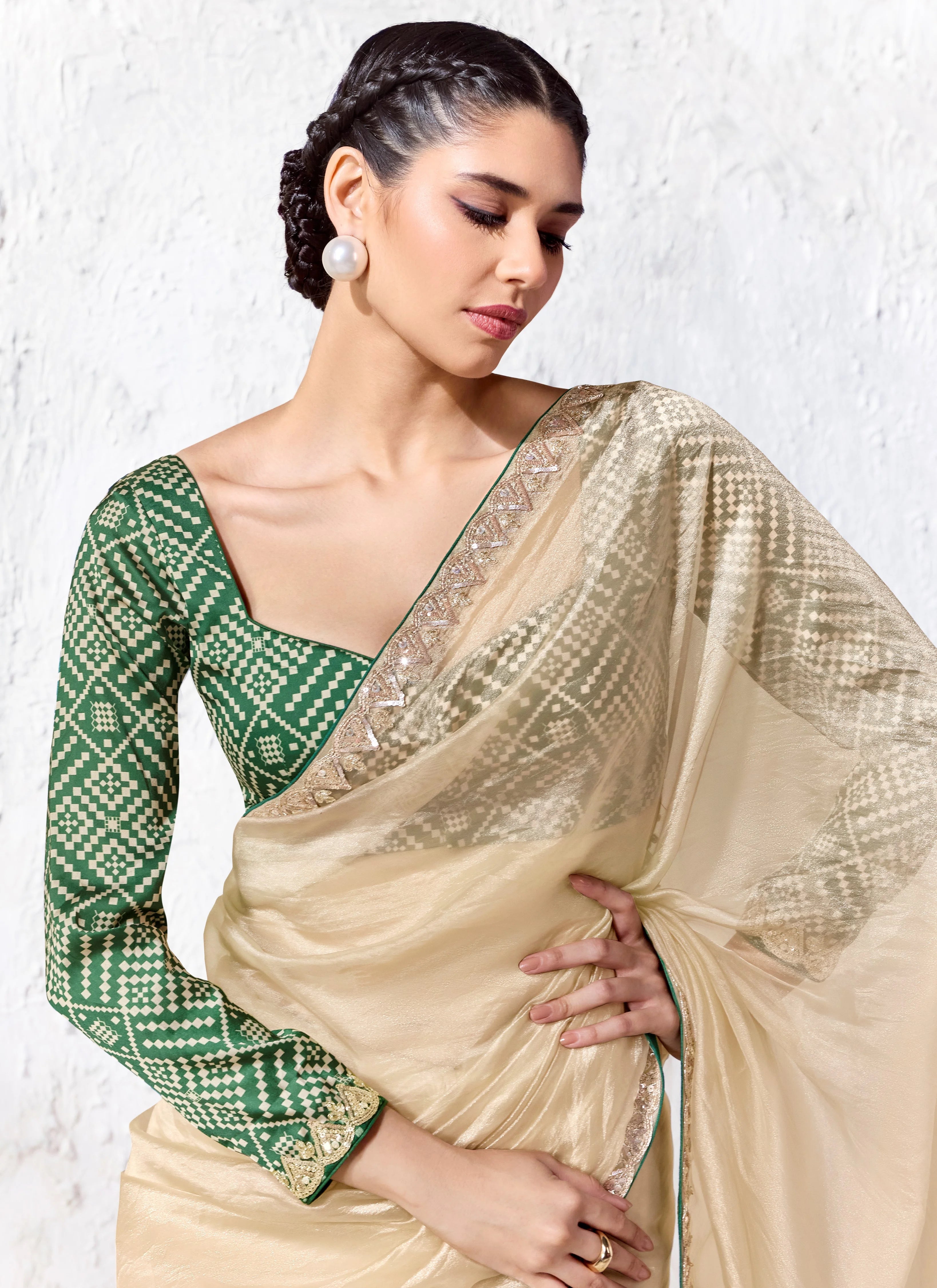 Premium Luxe Silk Festival Wear Cream With Lace