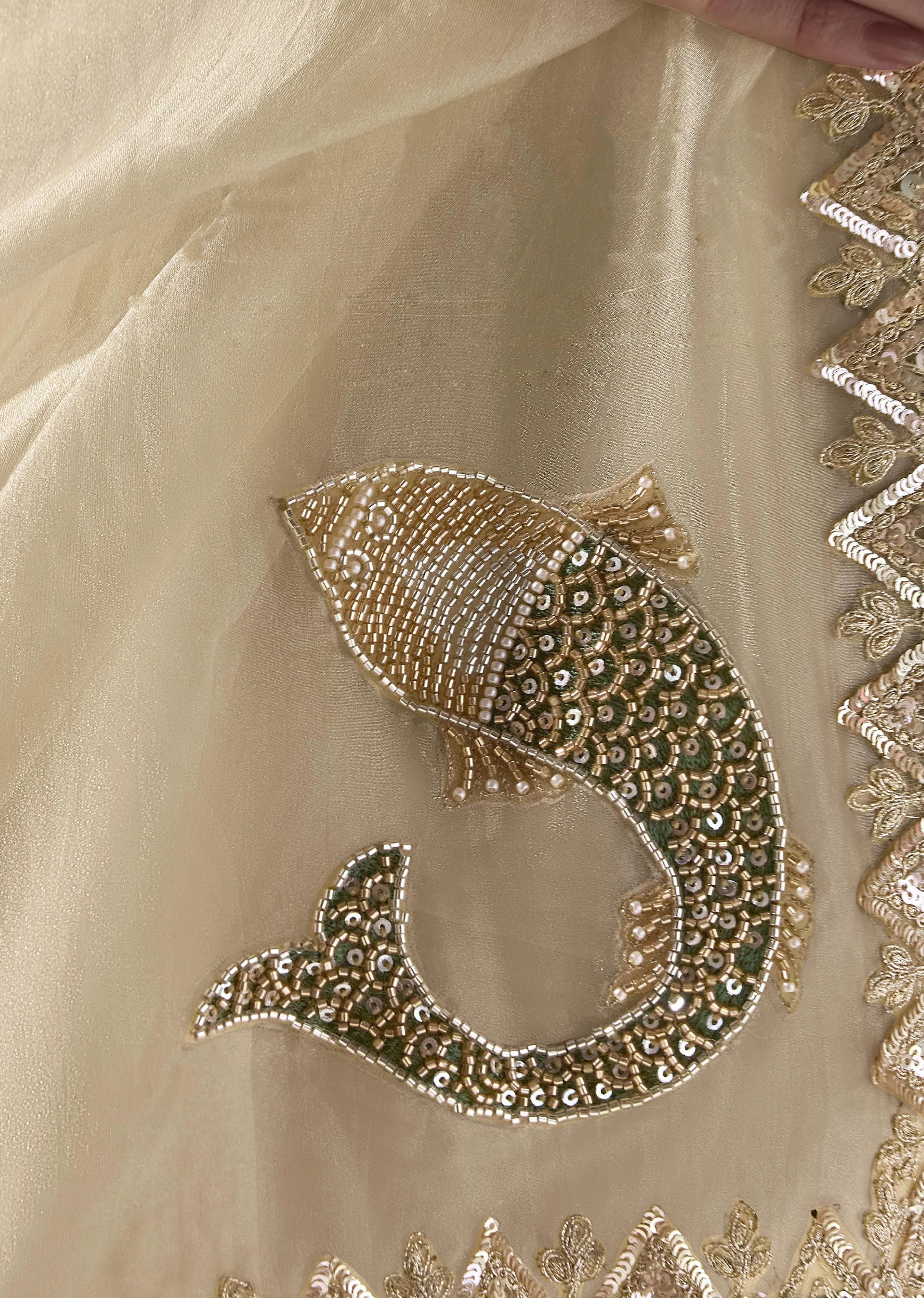 Premium Luxe Silk Festival Wear Cream With Lace