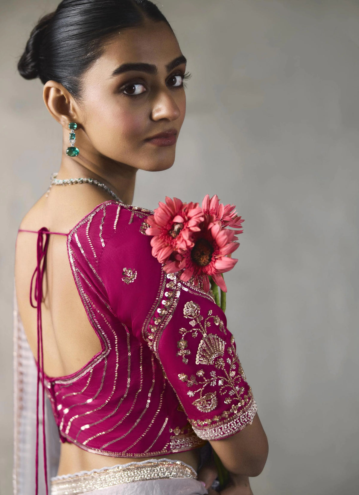 Lightweight Silk Lavender Party Wear Cutdana Work Sarees