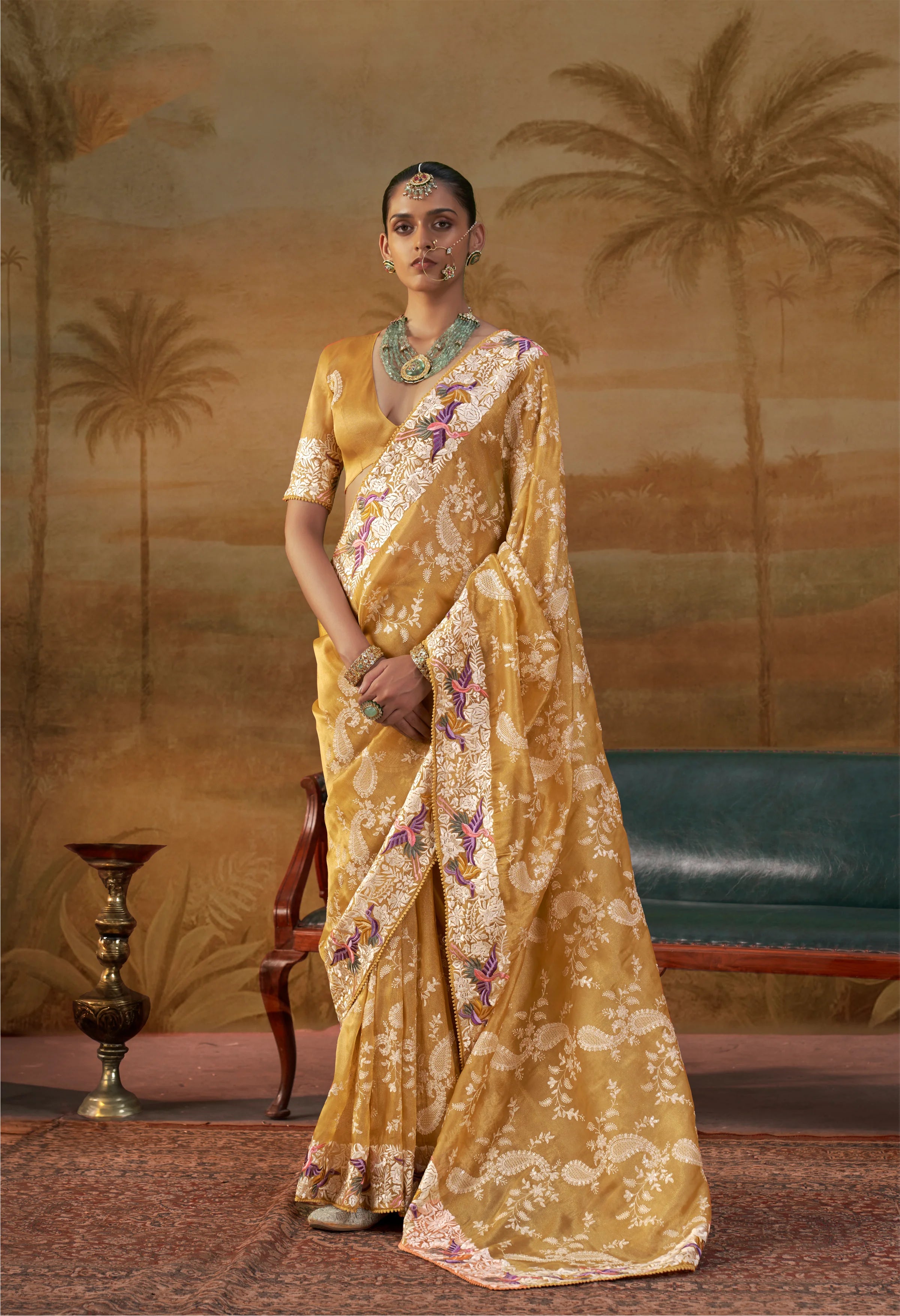 Handloom Silk Lucknowi Party Wear With Nakshi Work