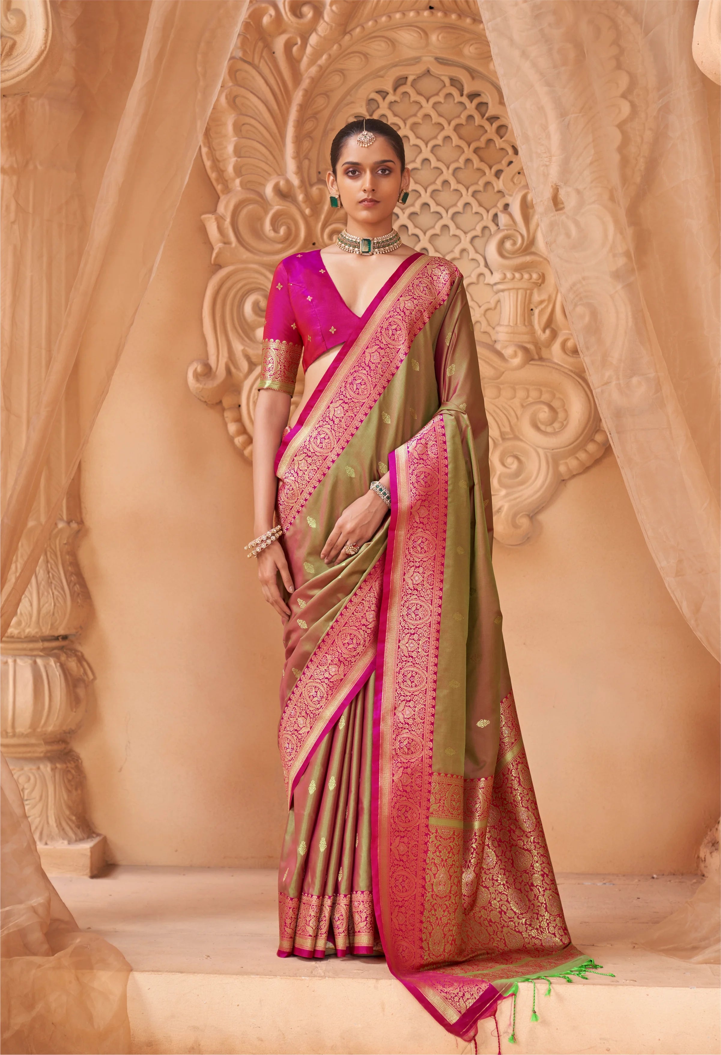 Soft Silk Festival Wear With Woven Saree