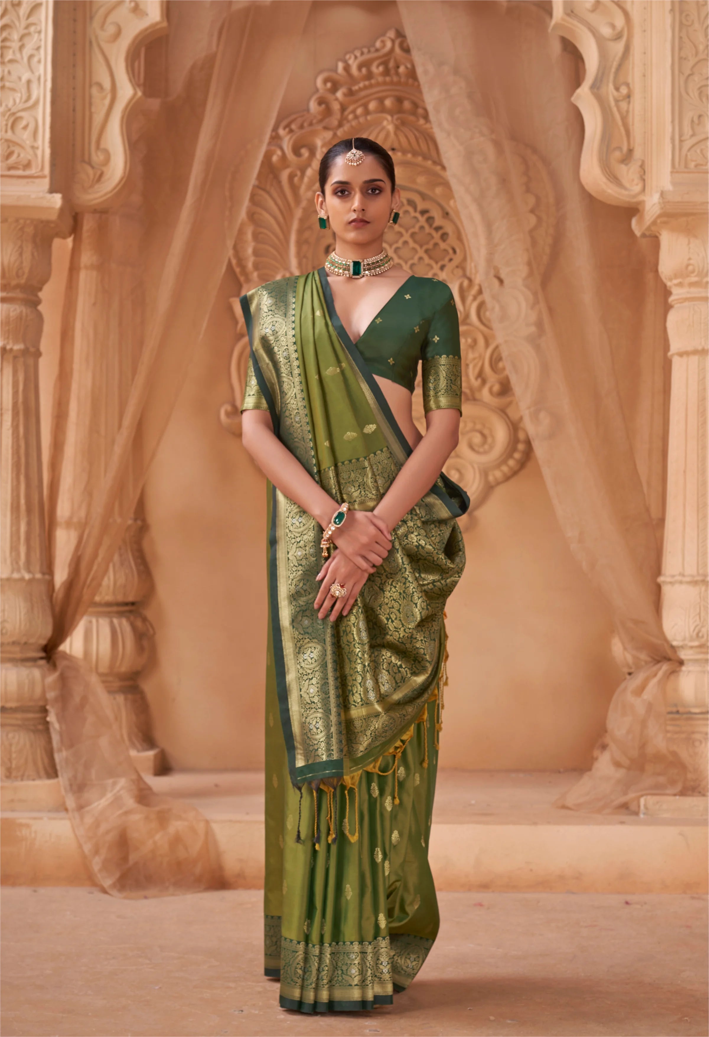 Soft Silk Festival Wear With Woven Saree