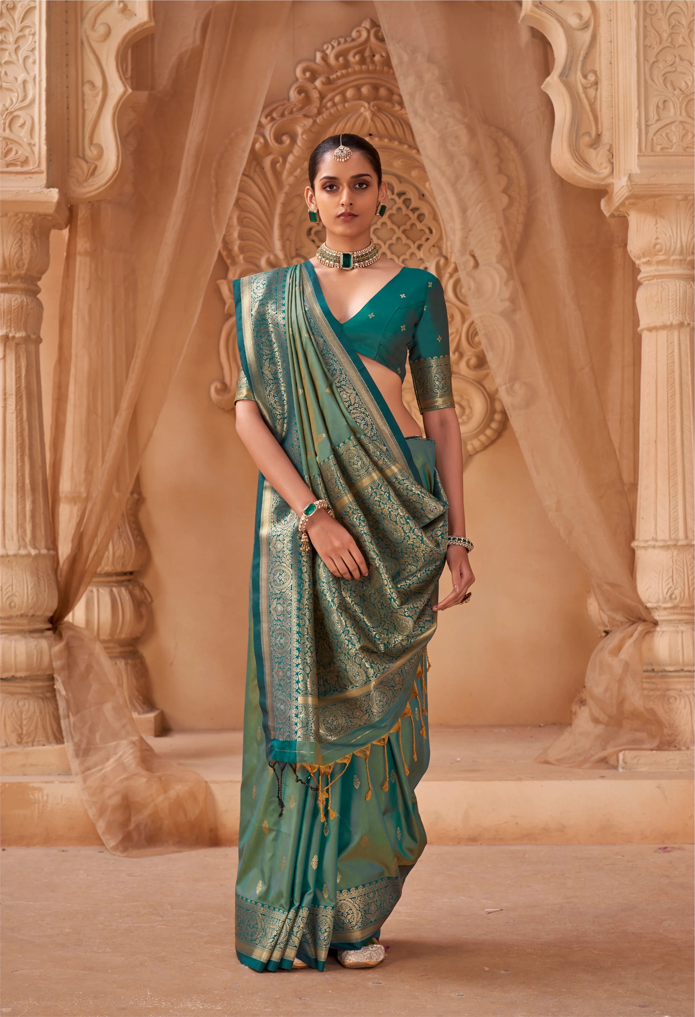 Soft Silk Festival Wear With Woven Saree