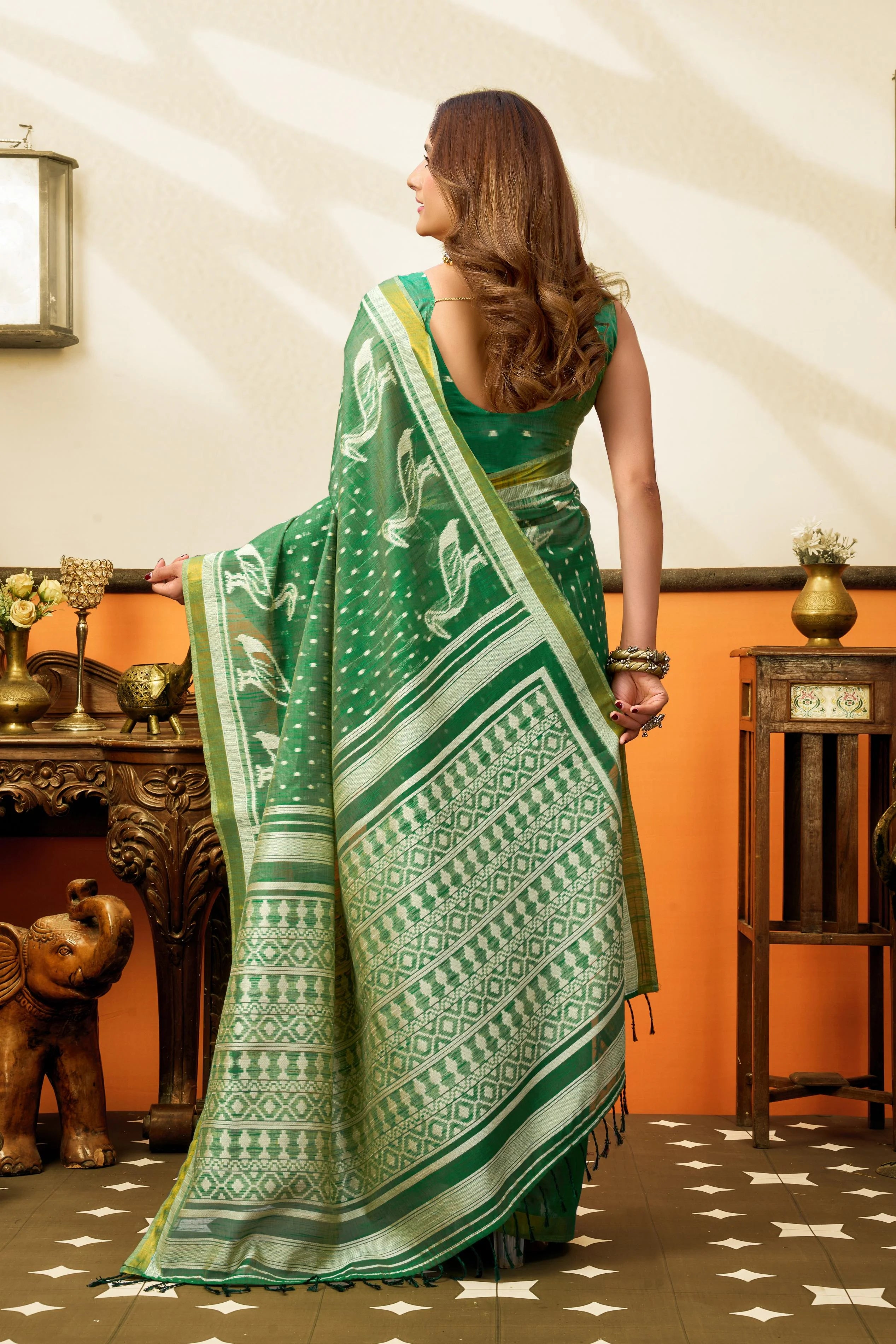 Cotton Casual Wear Green With Jhallar Work