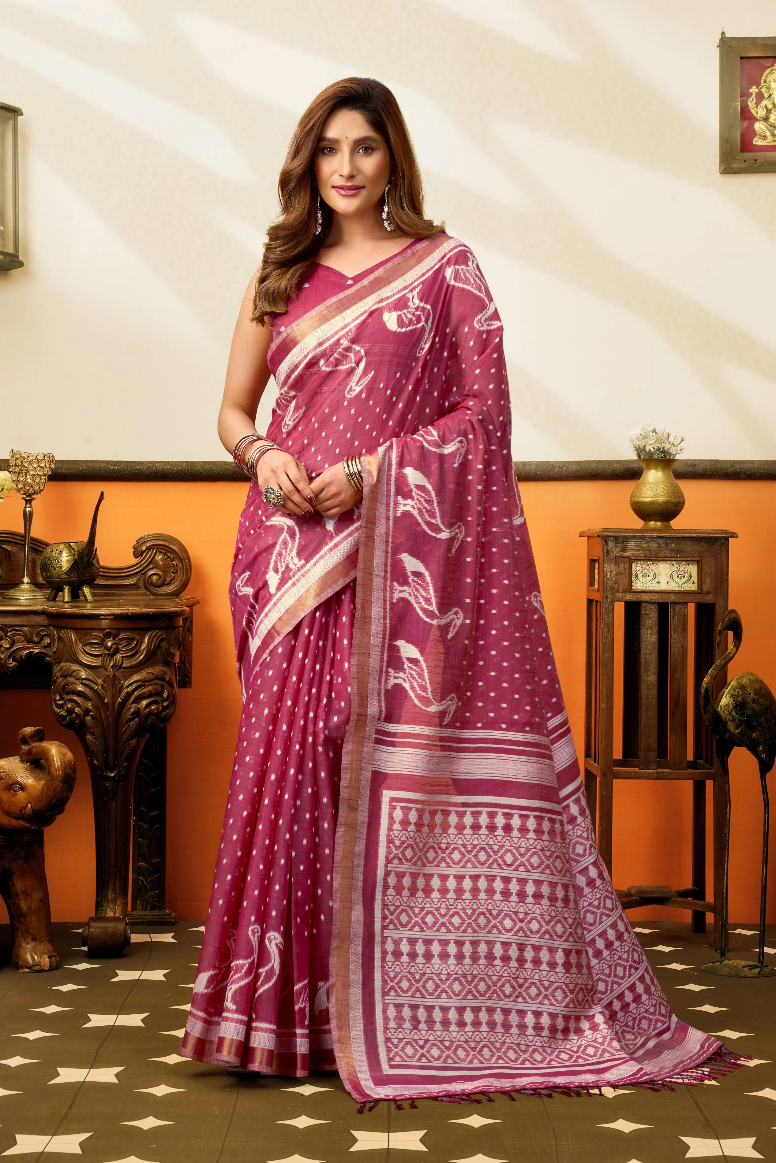 Cotton Casual Wear Wine With Jhallar Work