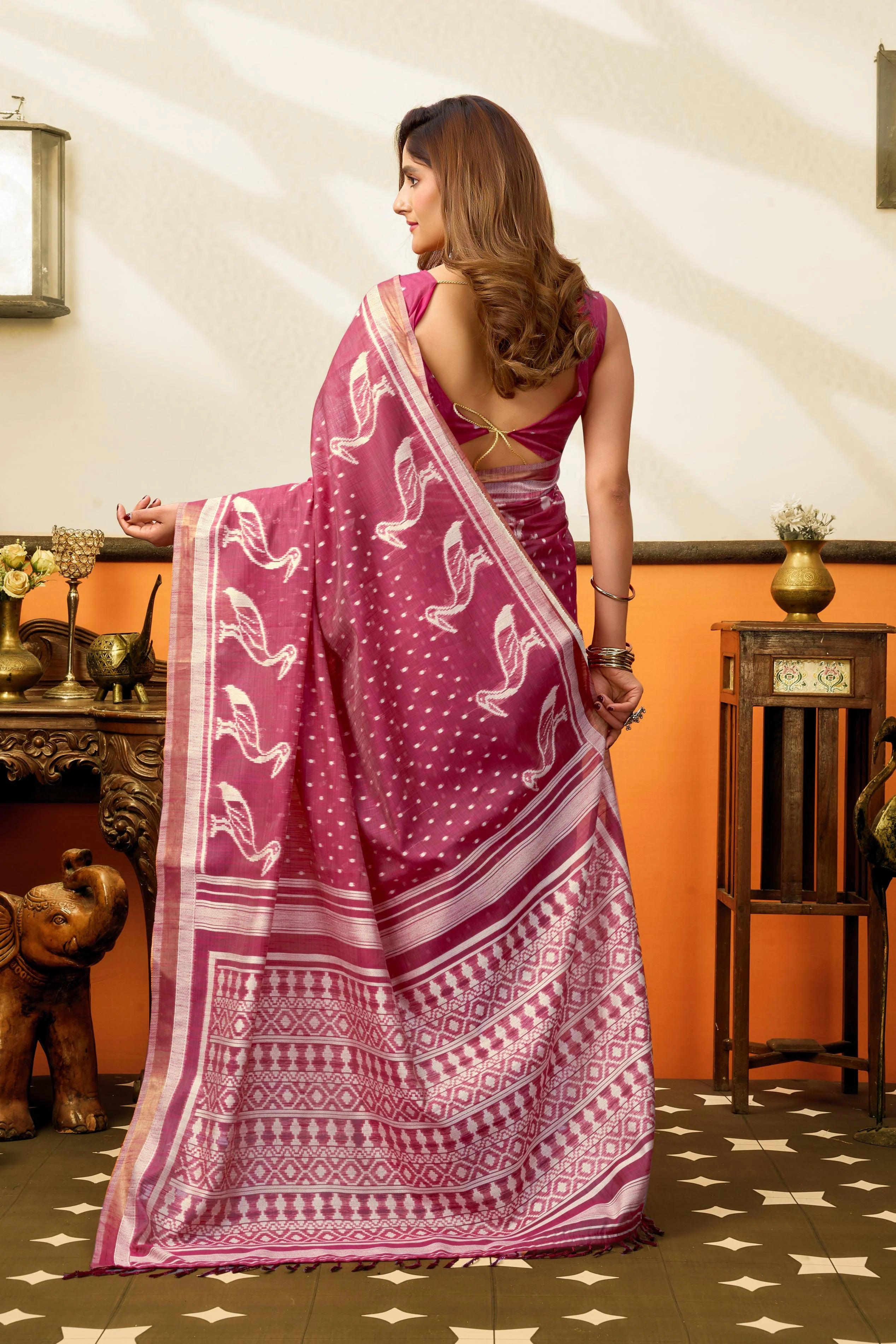 Cotton Casual Wear Wine With Jhallar Work