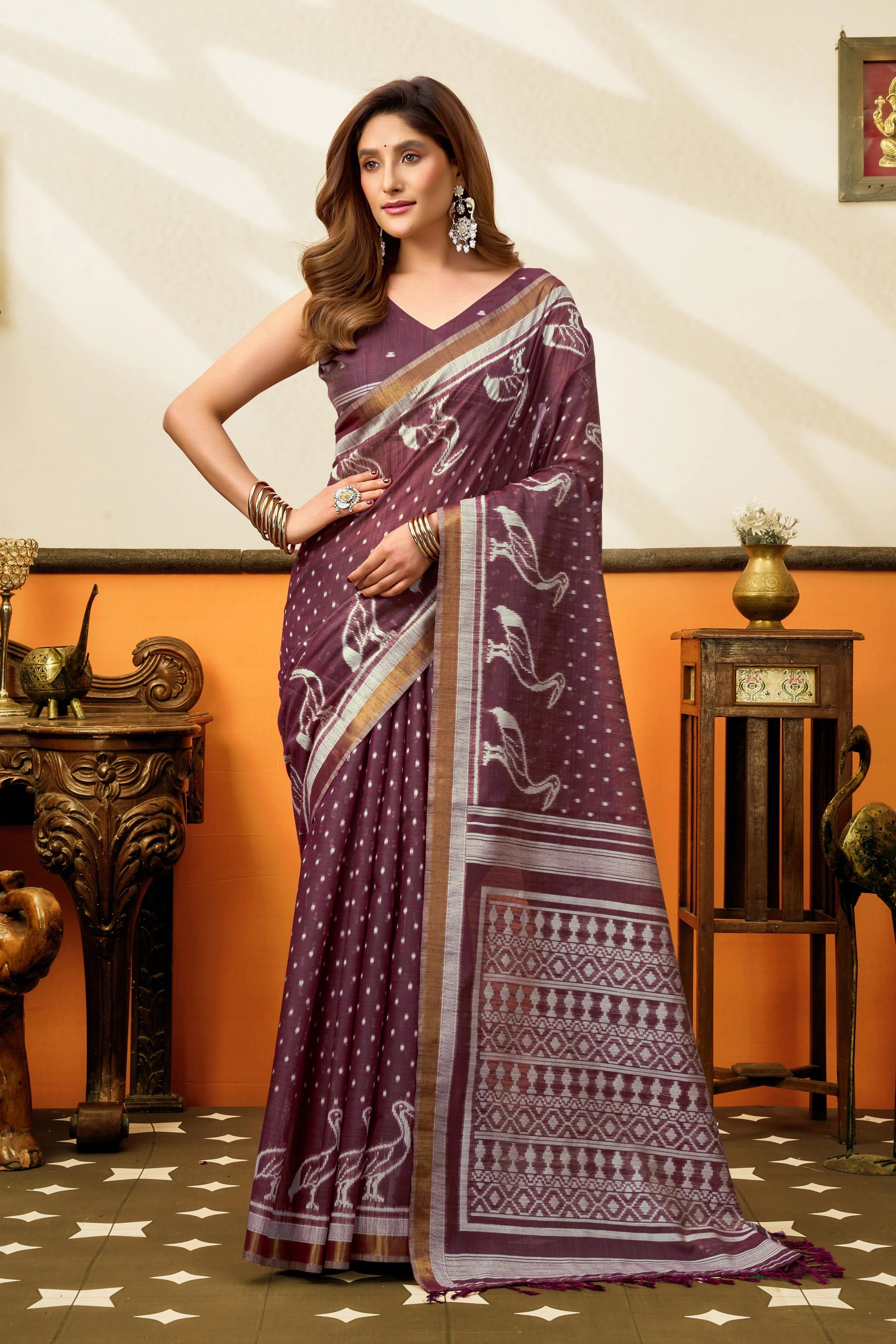 Cotton Casual Wear Purple With Jhallar Work