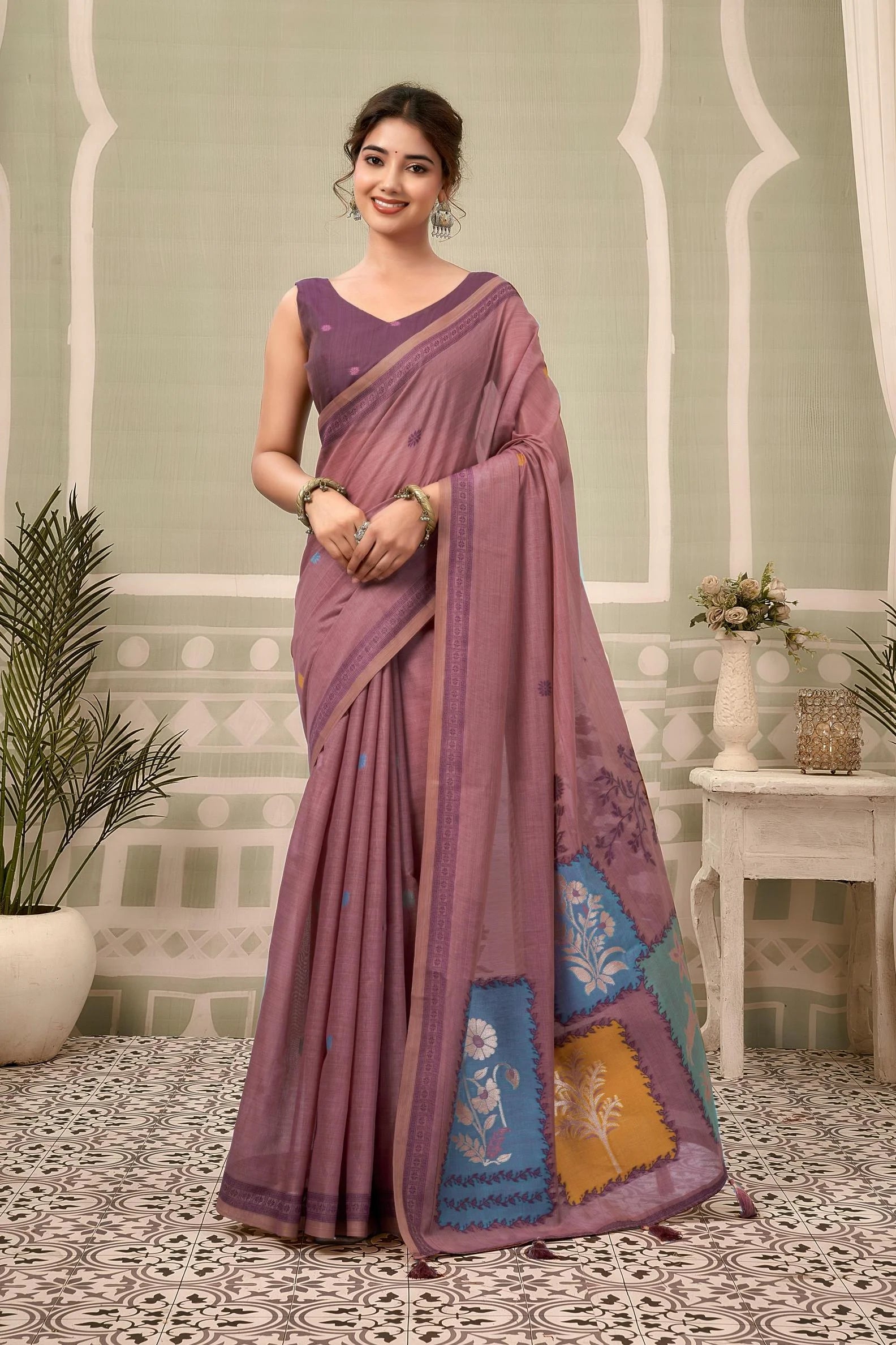 Jamdani Cotton Festival Wear With Jhallar Work
