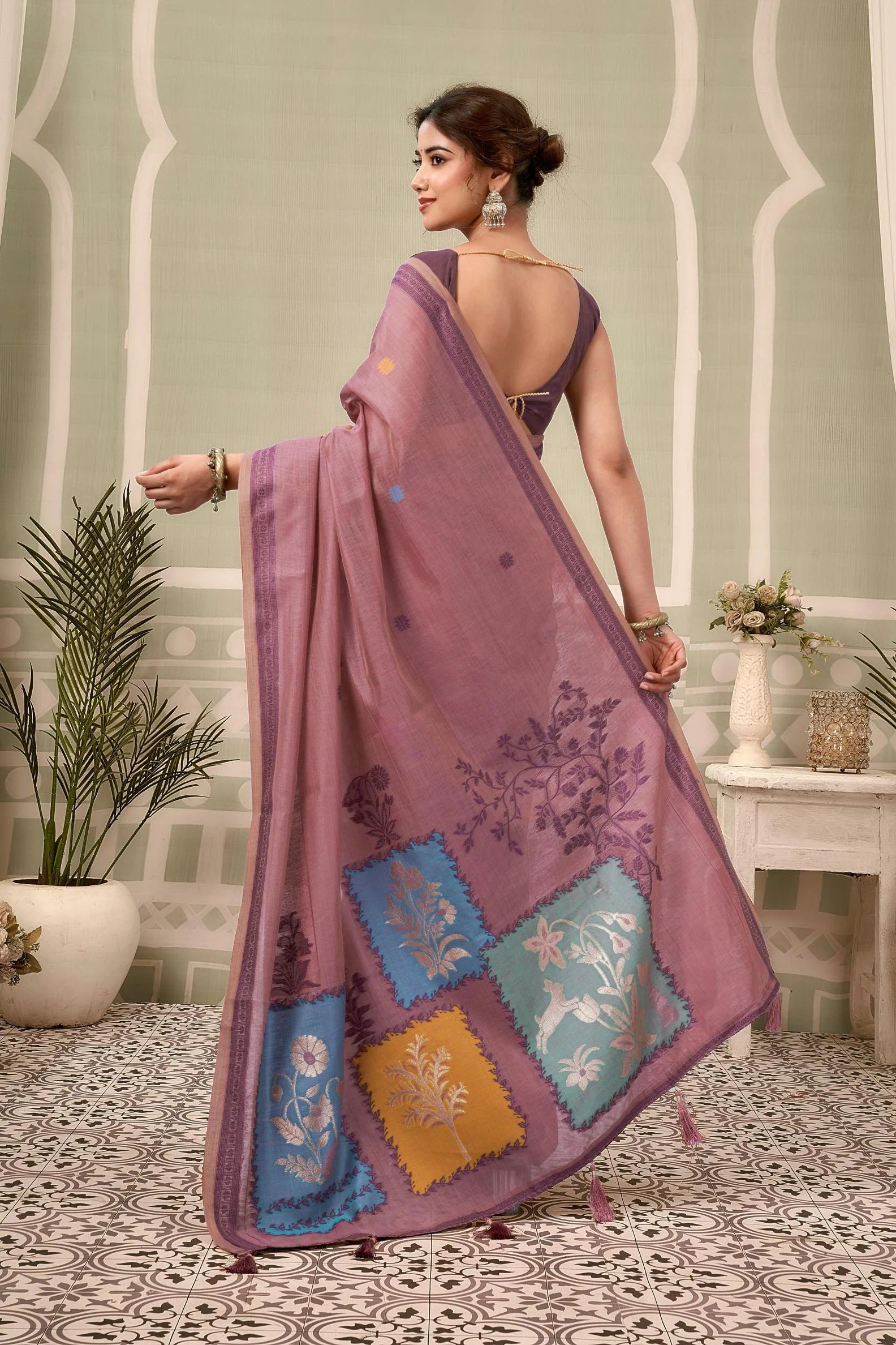 Jamdani Cotton Festival Wear With Jhallar Work
