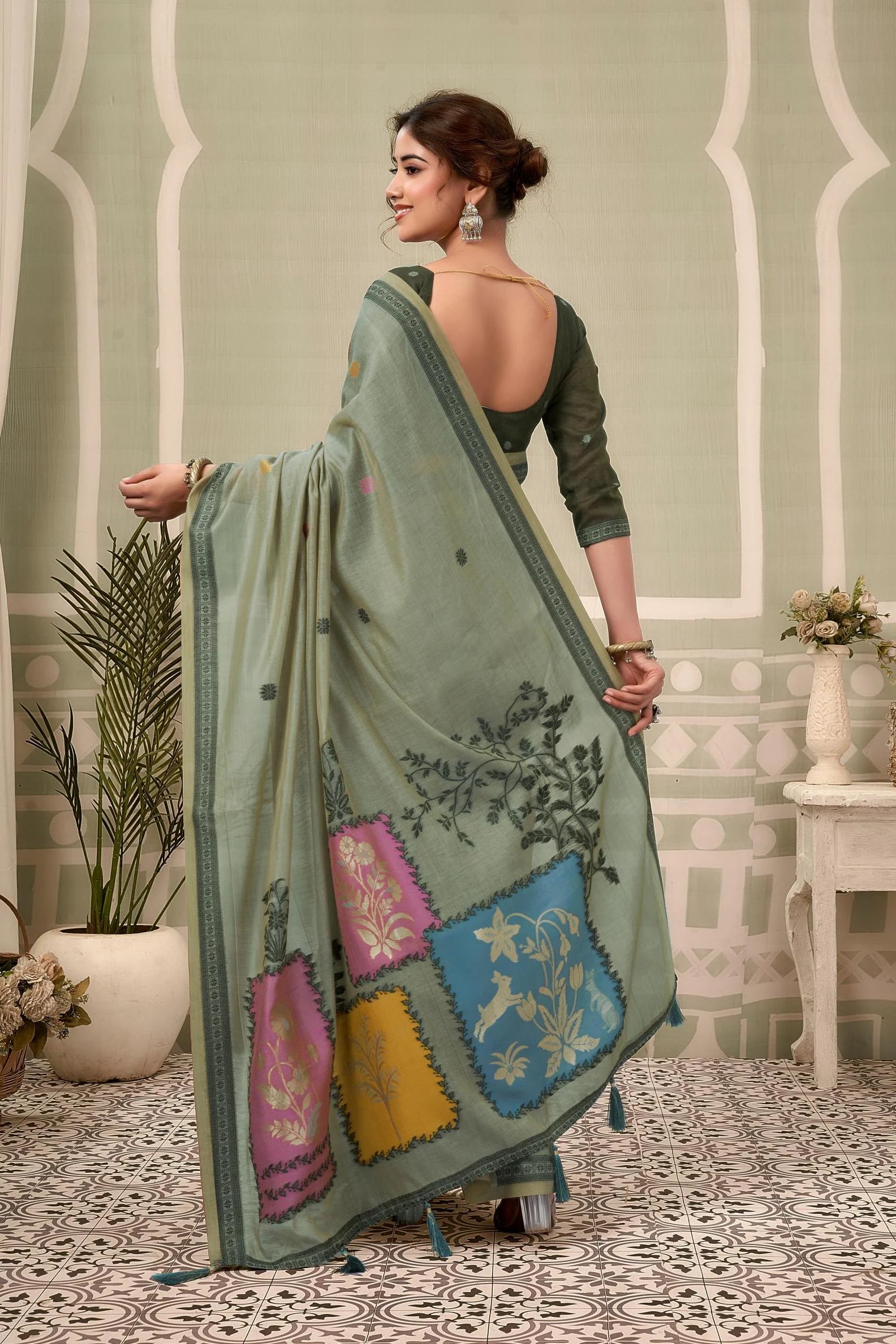 Jamdani Cotton Festival Wear With Jhallar Work