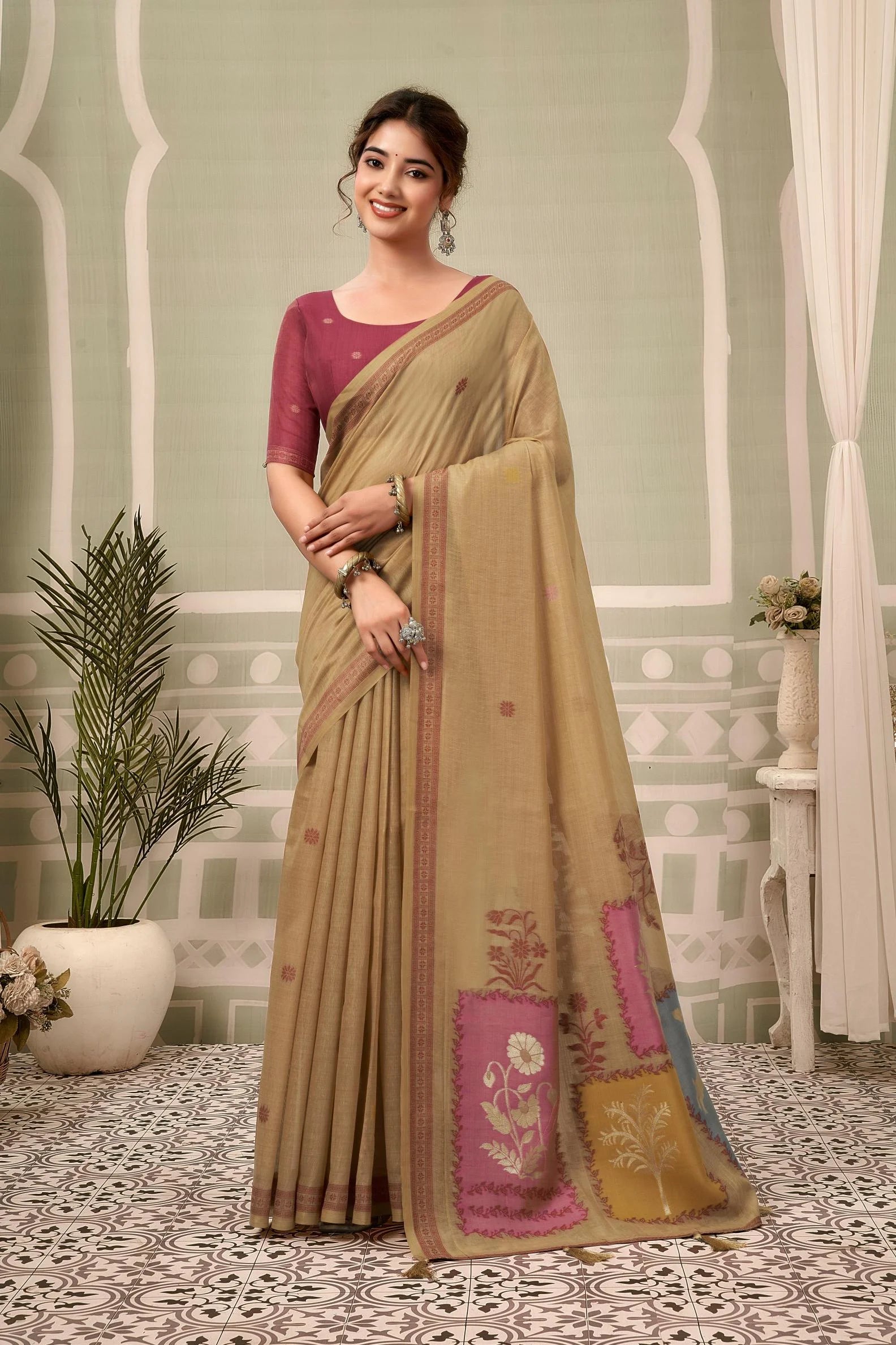 Jamdani Cotton Festival Wear With Jhallar Work