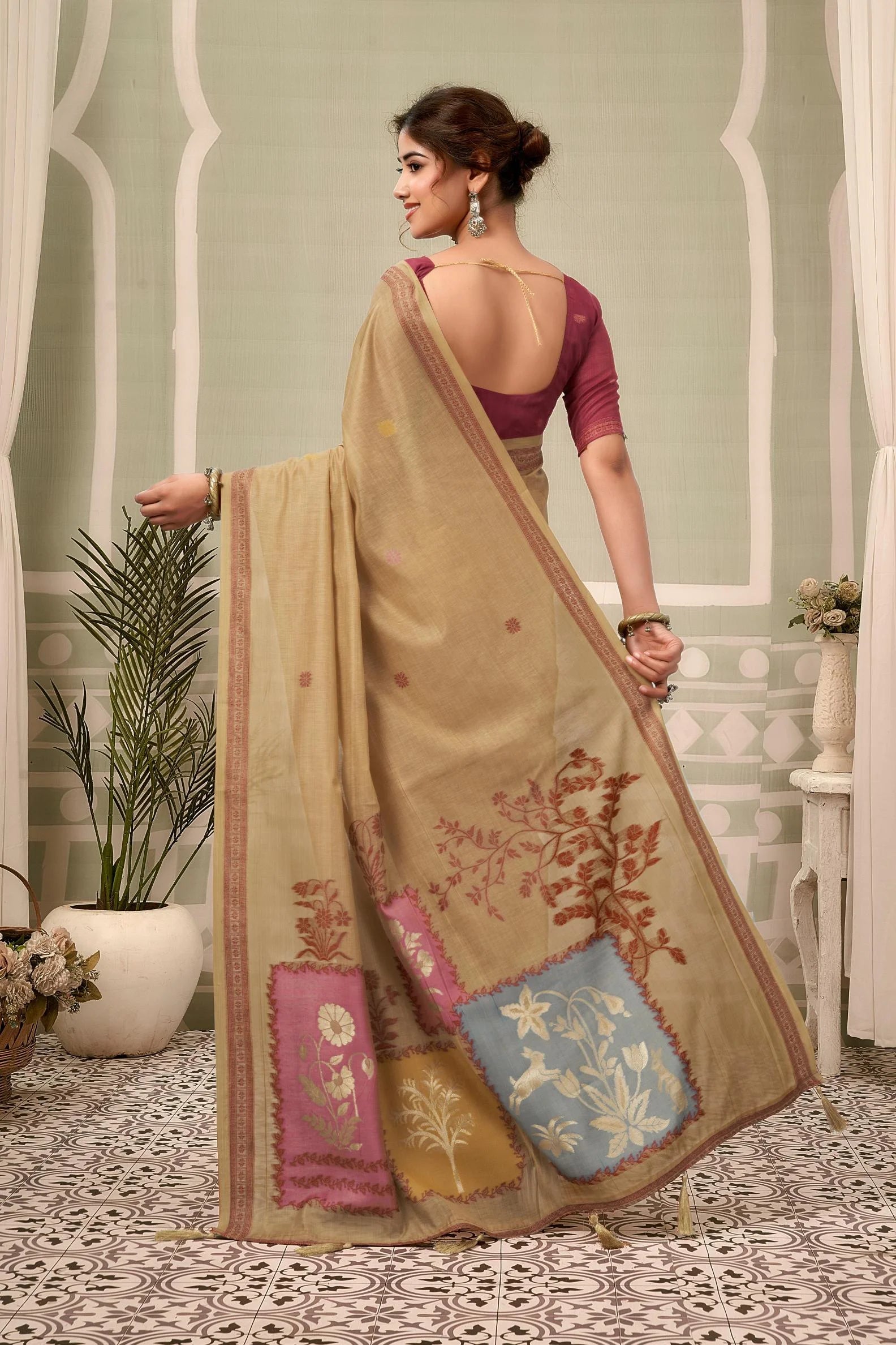 Jamdani Cotton Festival Wear With Jhallar Work