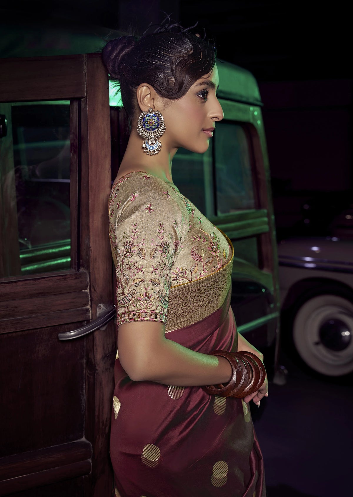 Viscose Silk Maroon Festival Wear 3D Weaved Pallu Sarees