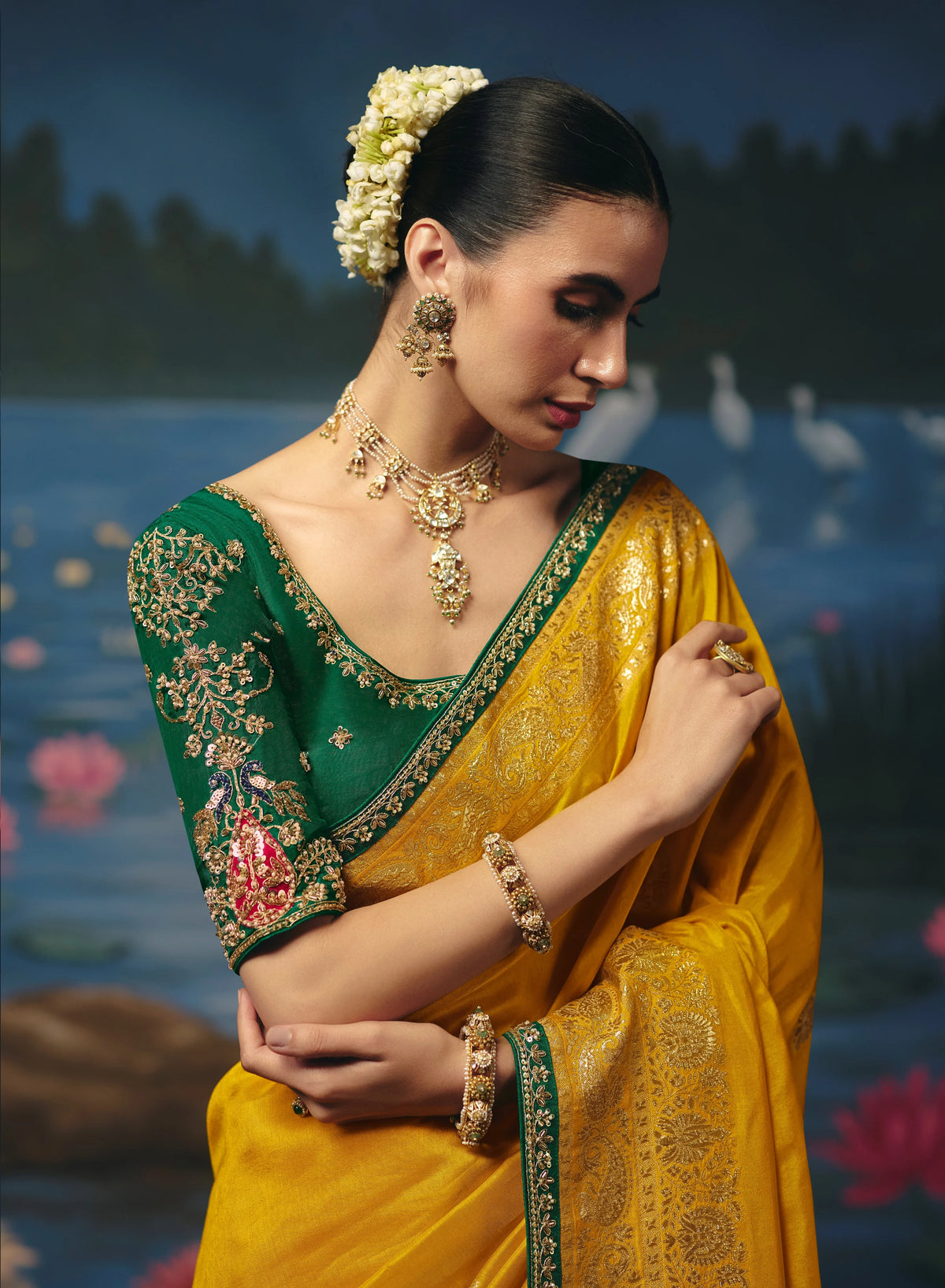Dola Silk Yellow Designer Weaving Work Sarees