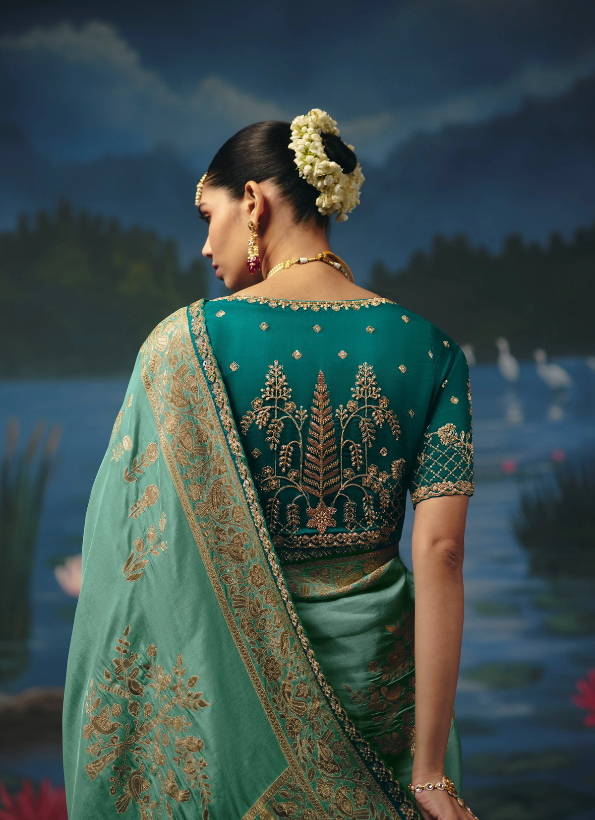 Dola Silk Teal Designer Weaving Work Sarees