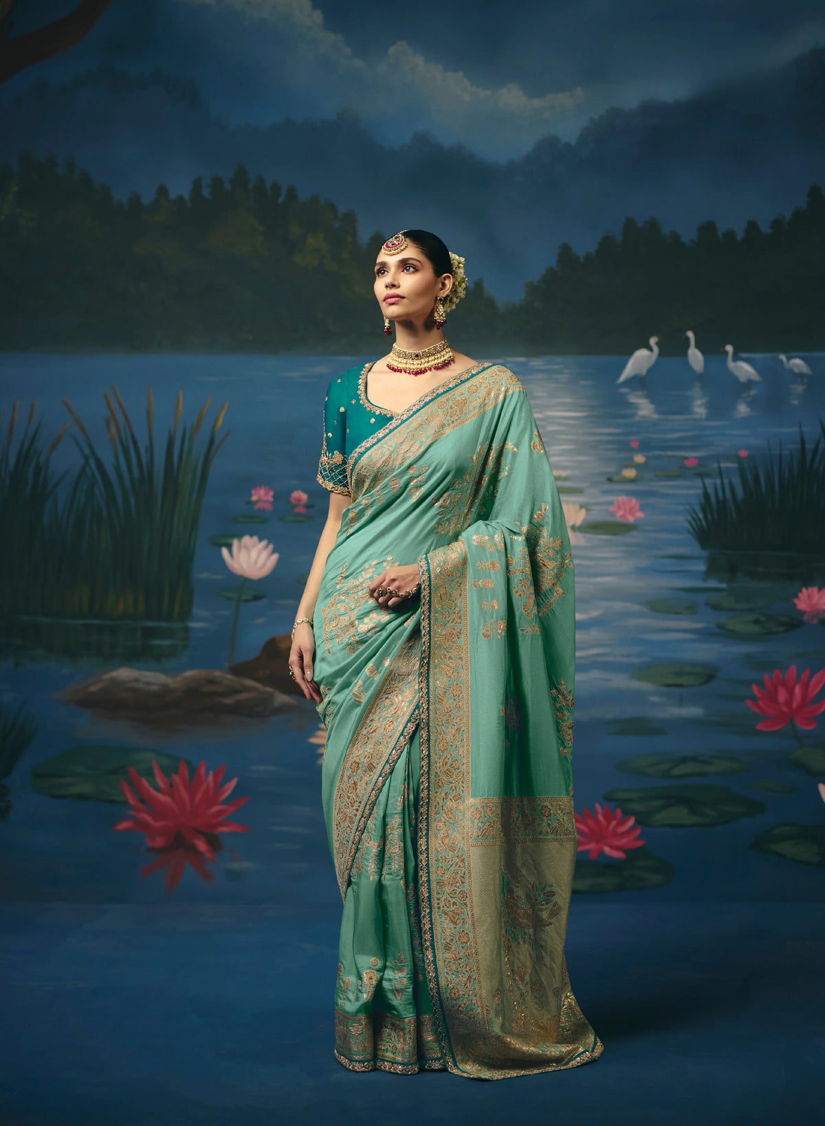 Dola Silk Teal Designer Weaving Work Sarees