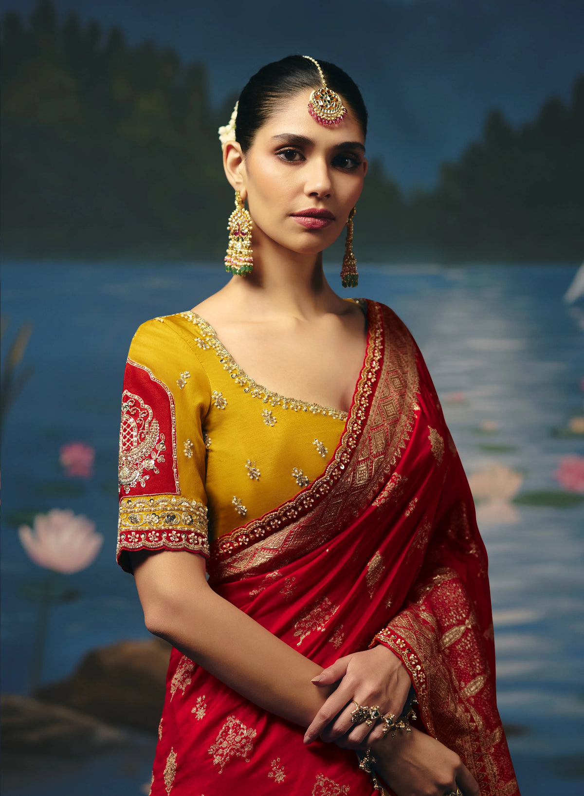 Dola Silk Red Festive Wear Weaving Work Sarees