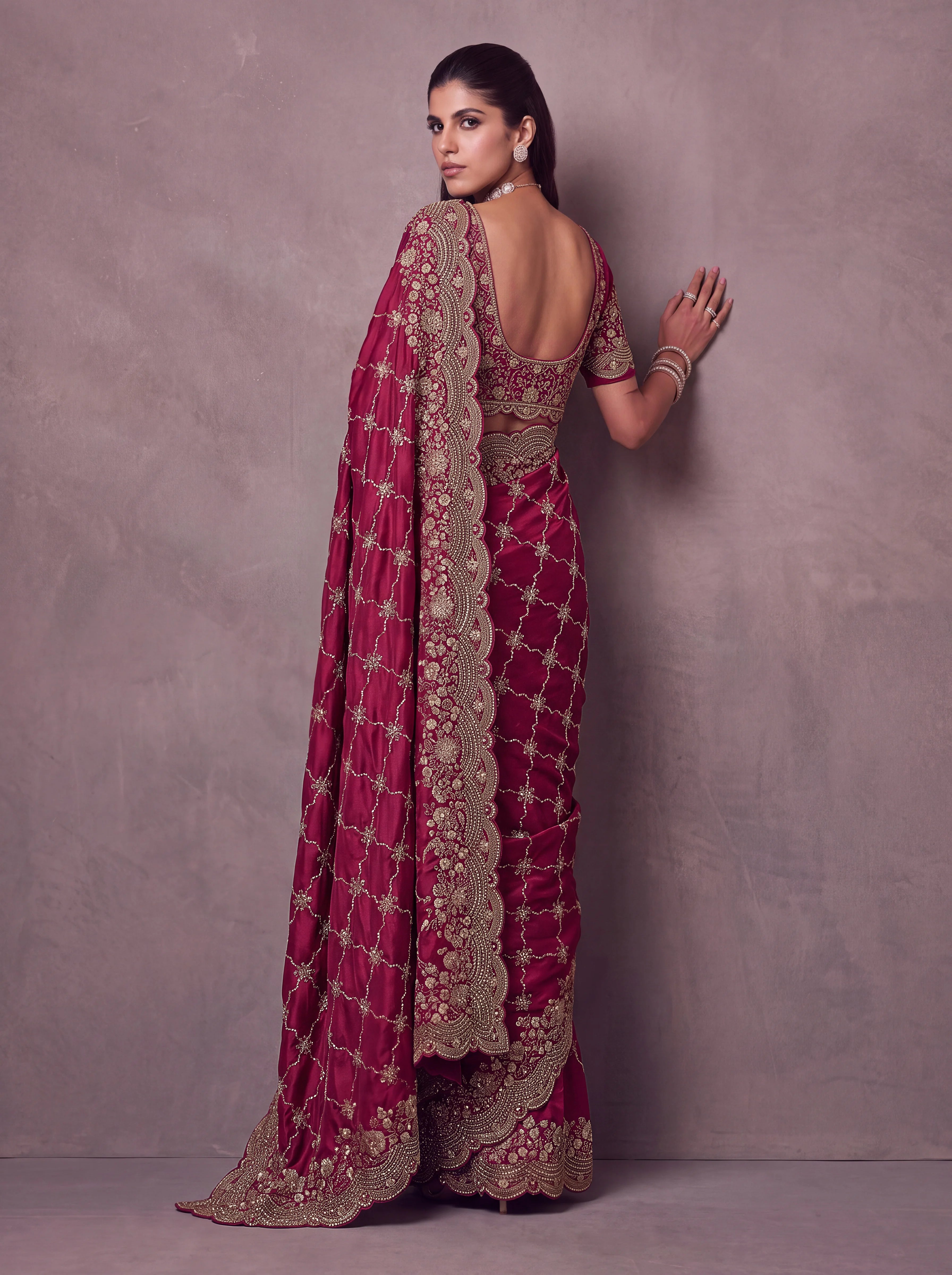 Satin Silk Wedding Wear Rani With Dori Embroidery Work