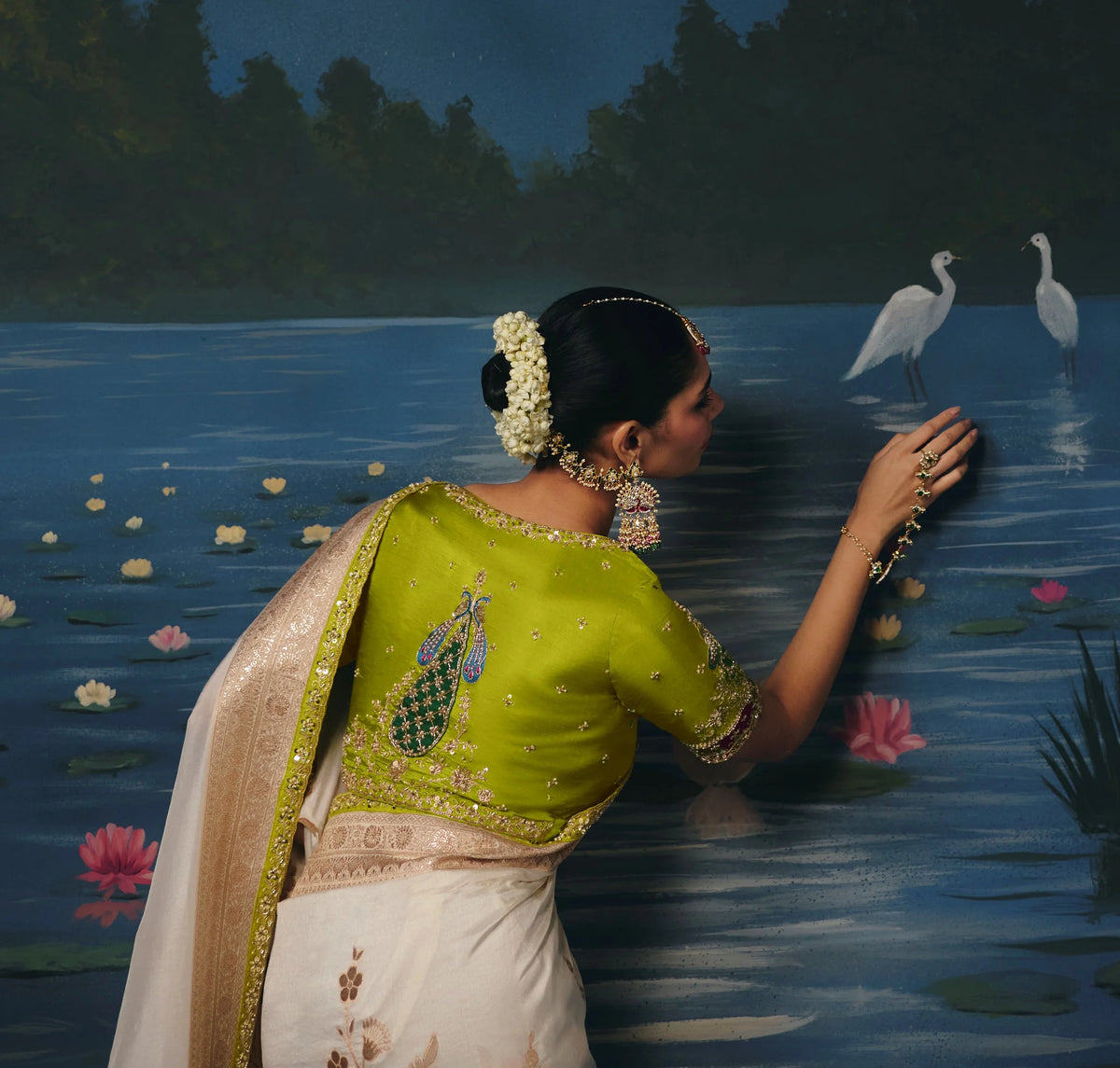 Dola Silk Cream Party Wear Weaving Work Sarees