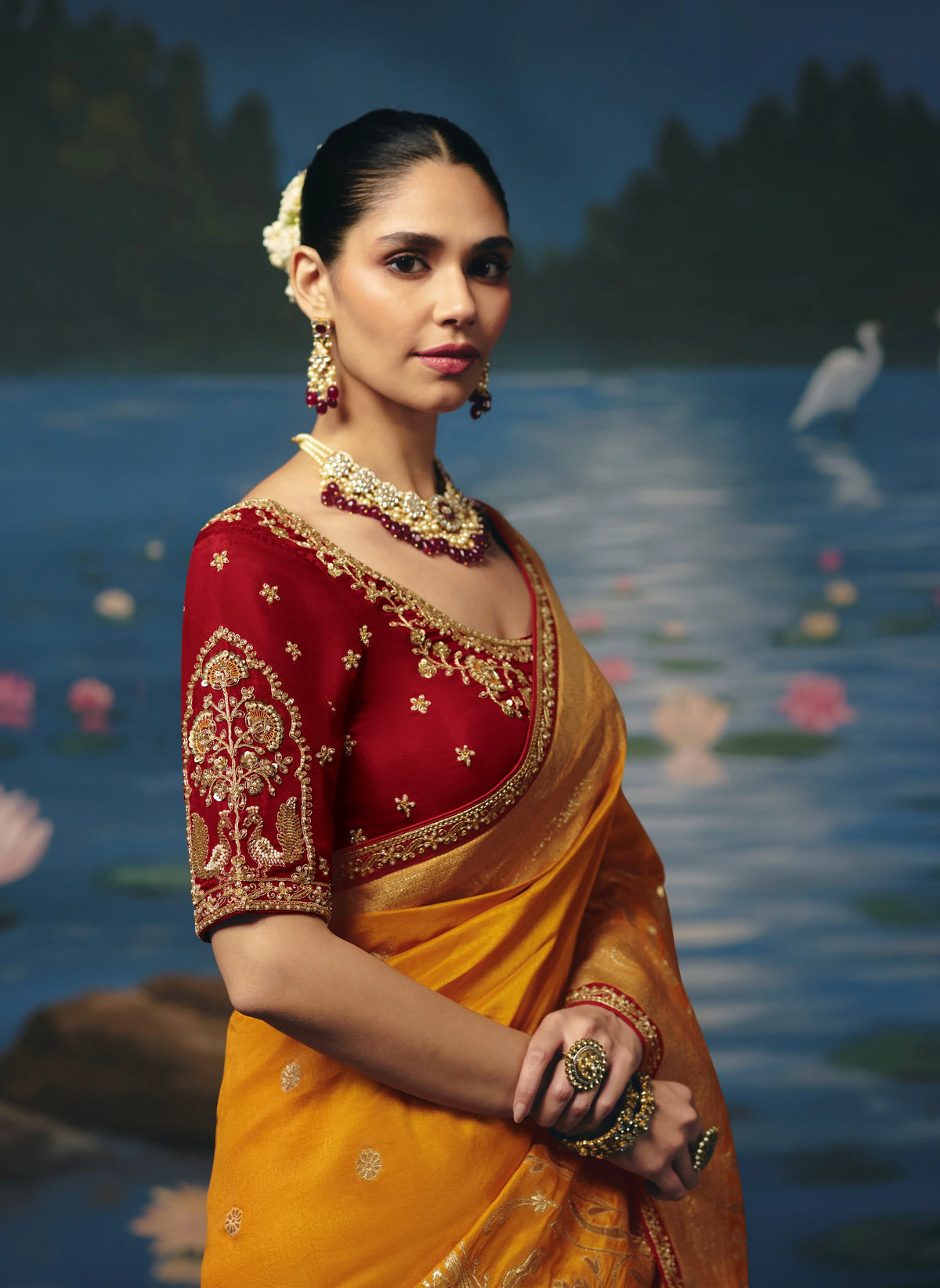 Dola Silk Mustard Party Wear Weaving Work Sarees