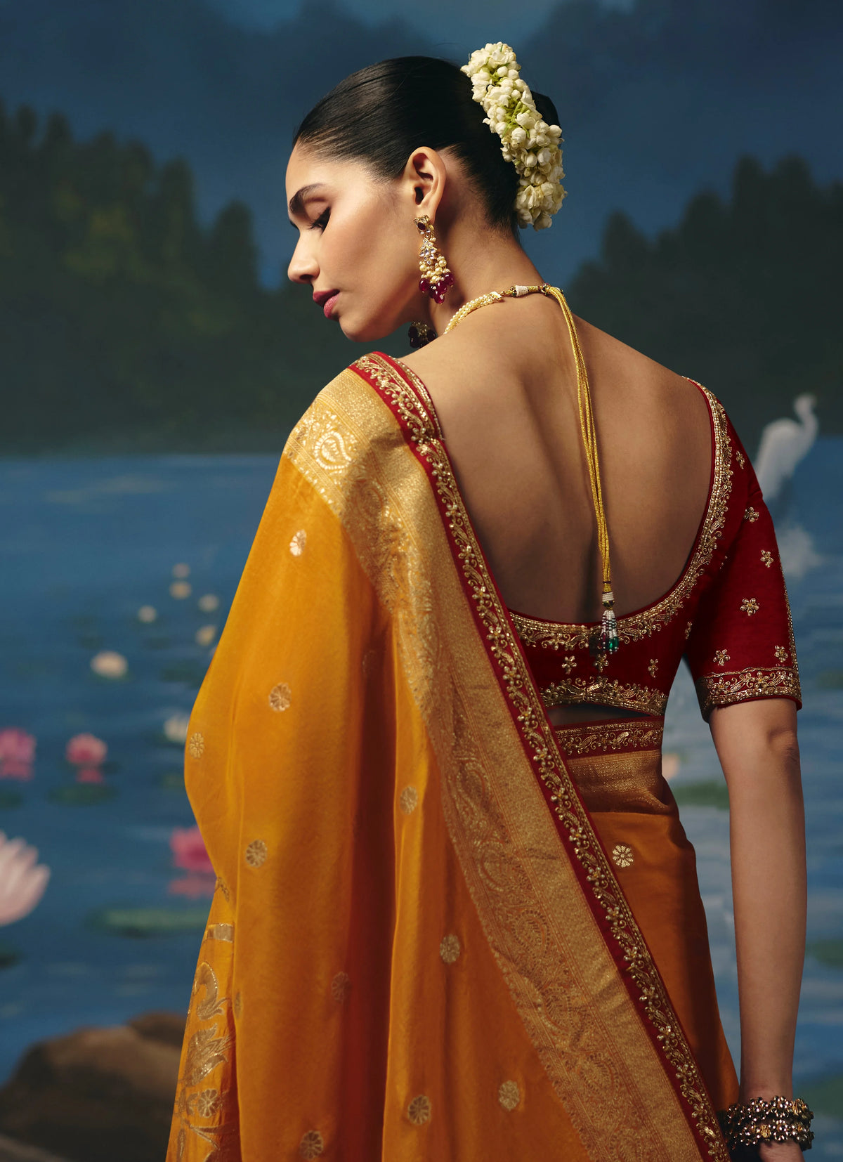 Dola Silk Mustard Party Wear Weaving Work Sarees