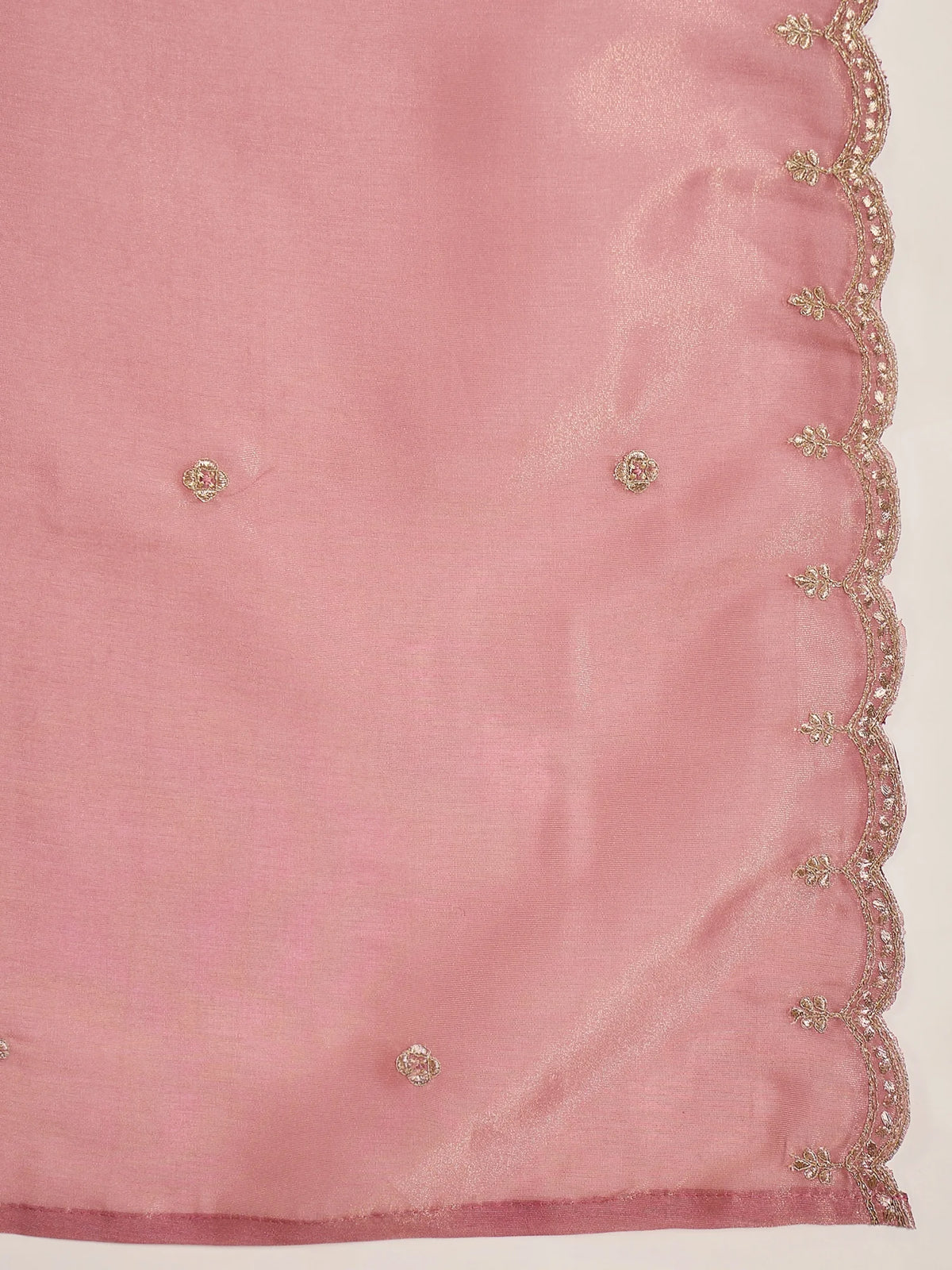 Pure Silk Pink Festive Wear Embroidery Work Kurti Set