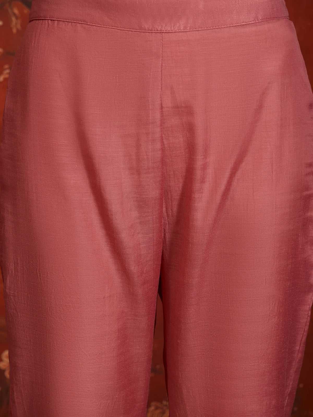 Pure Silk Pink Festive Wear Embroidery Work Kurti Set