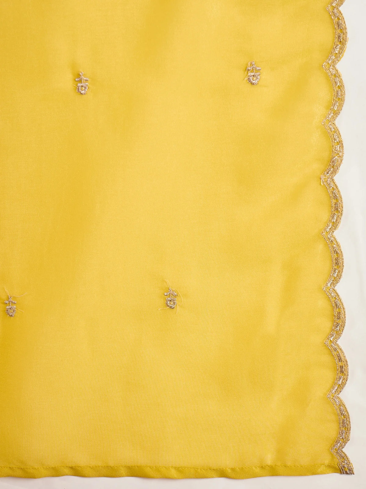 Pure Silk Yellow Festive Wear Embroidery Work Kurti Set