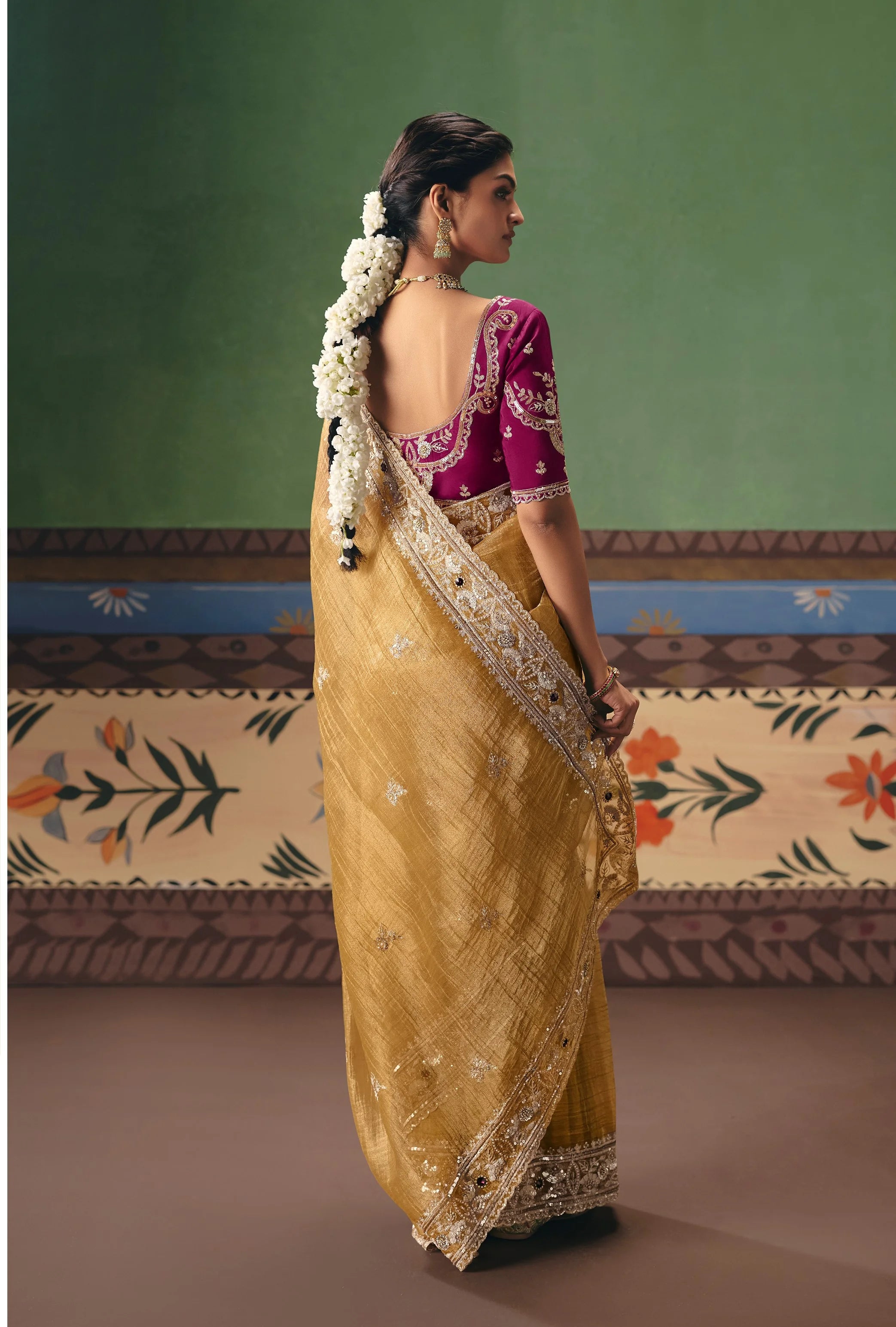 Organza Tissue Party Wear With Sequins Work