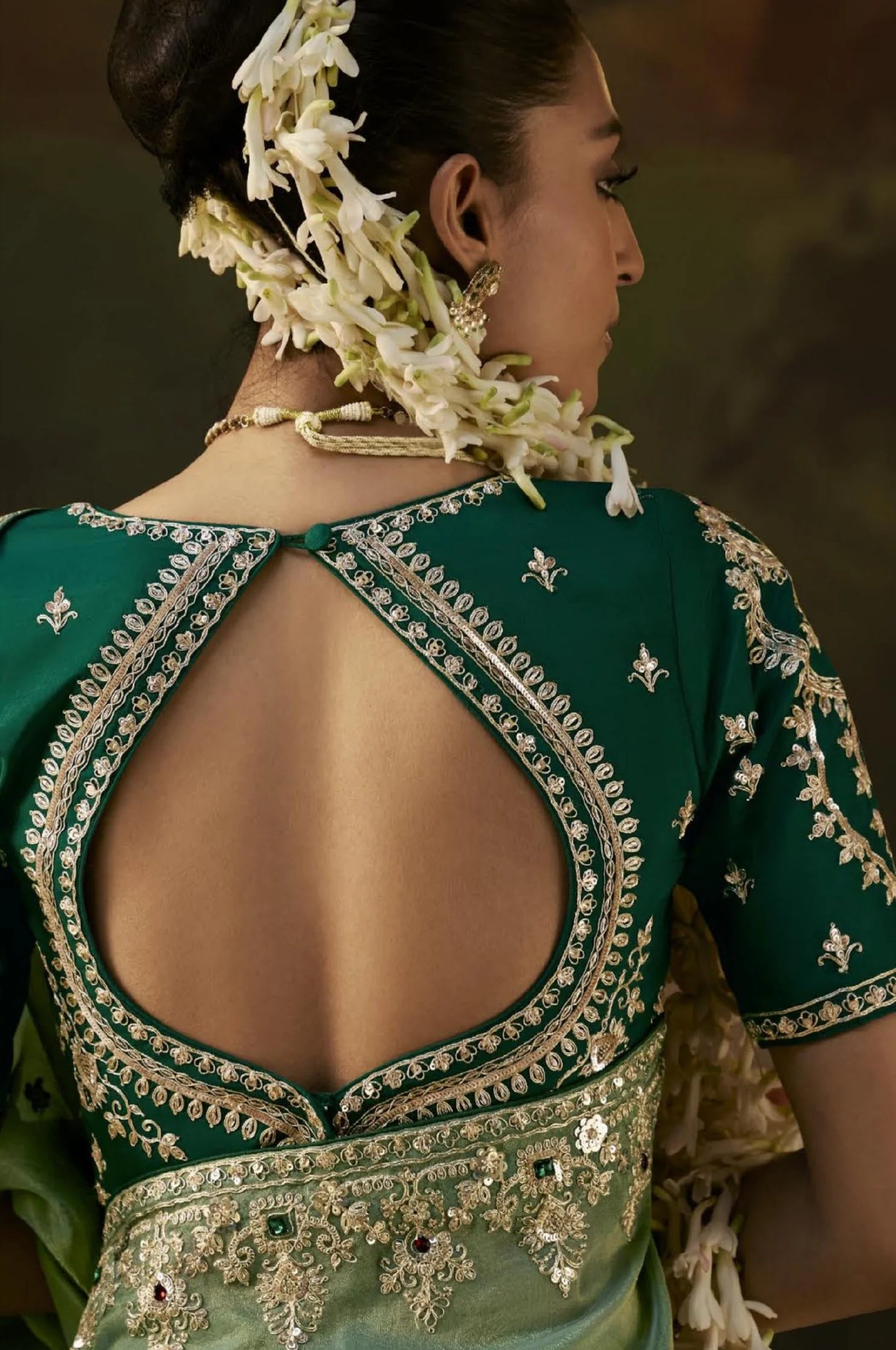Viscose Tissue Party Wear Green With Sequence Work