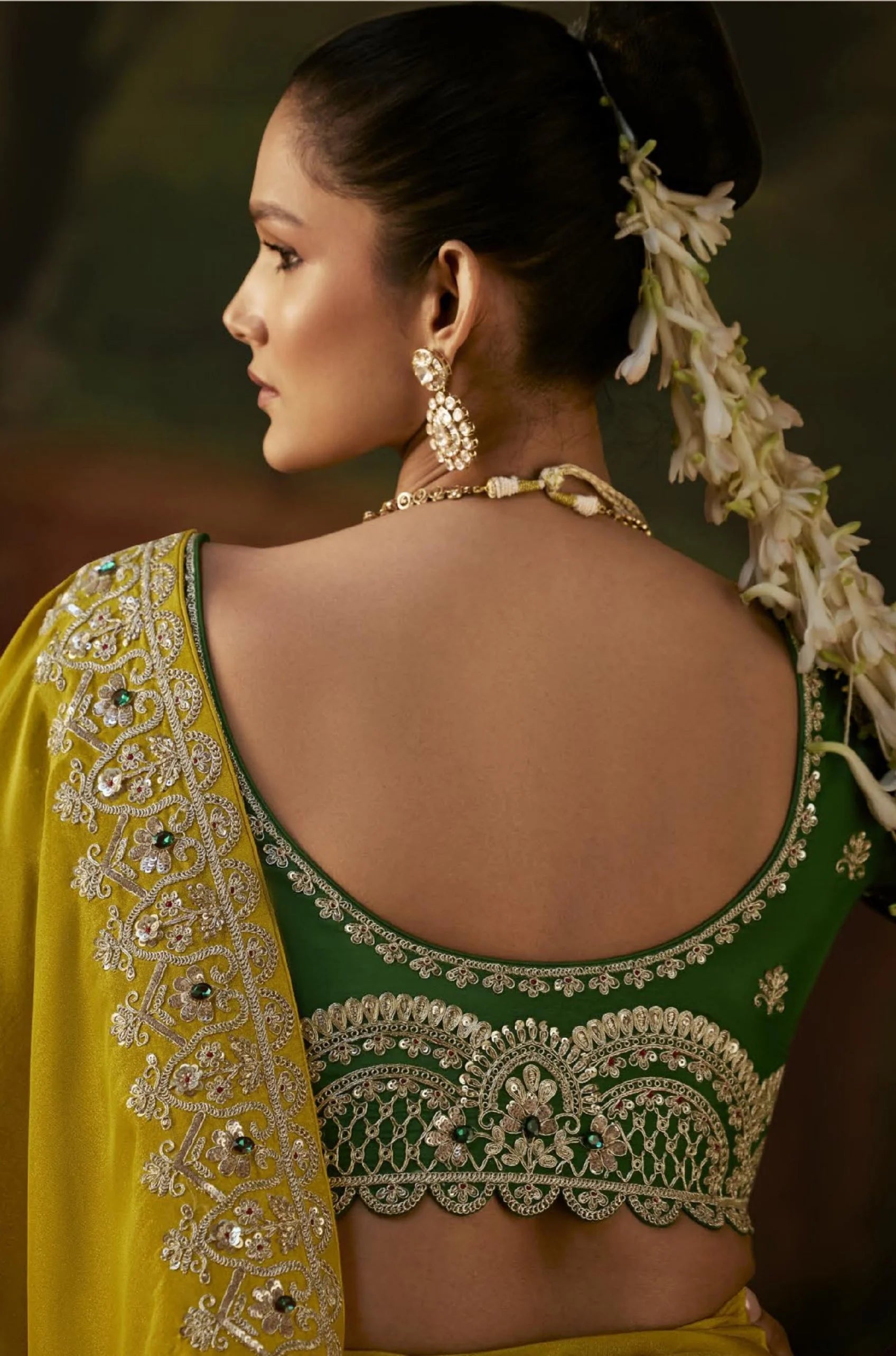 Viscose Tissue Party Wear Yellow With Sequence Work