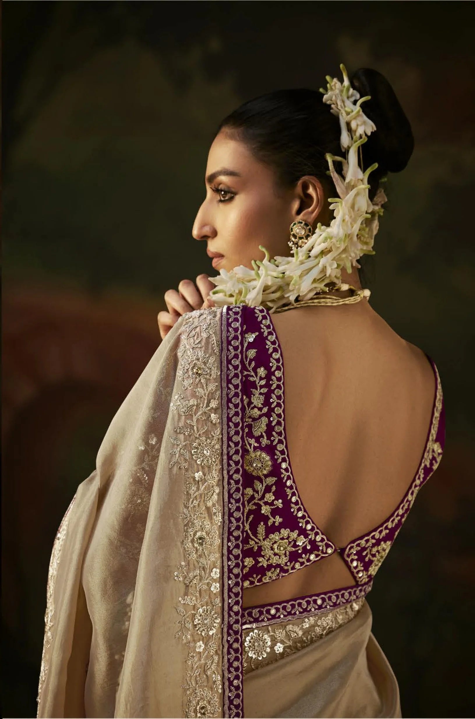 Viscose Tissue Party Wear Beige With Sequence Work