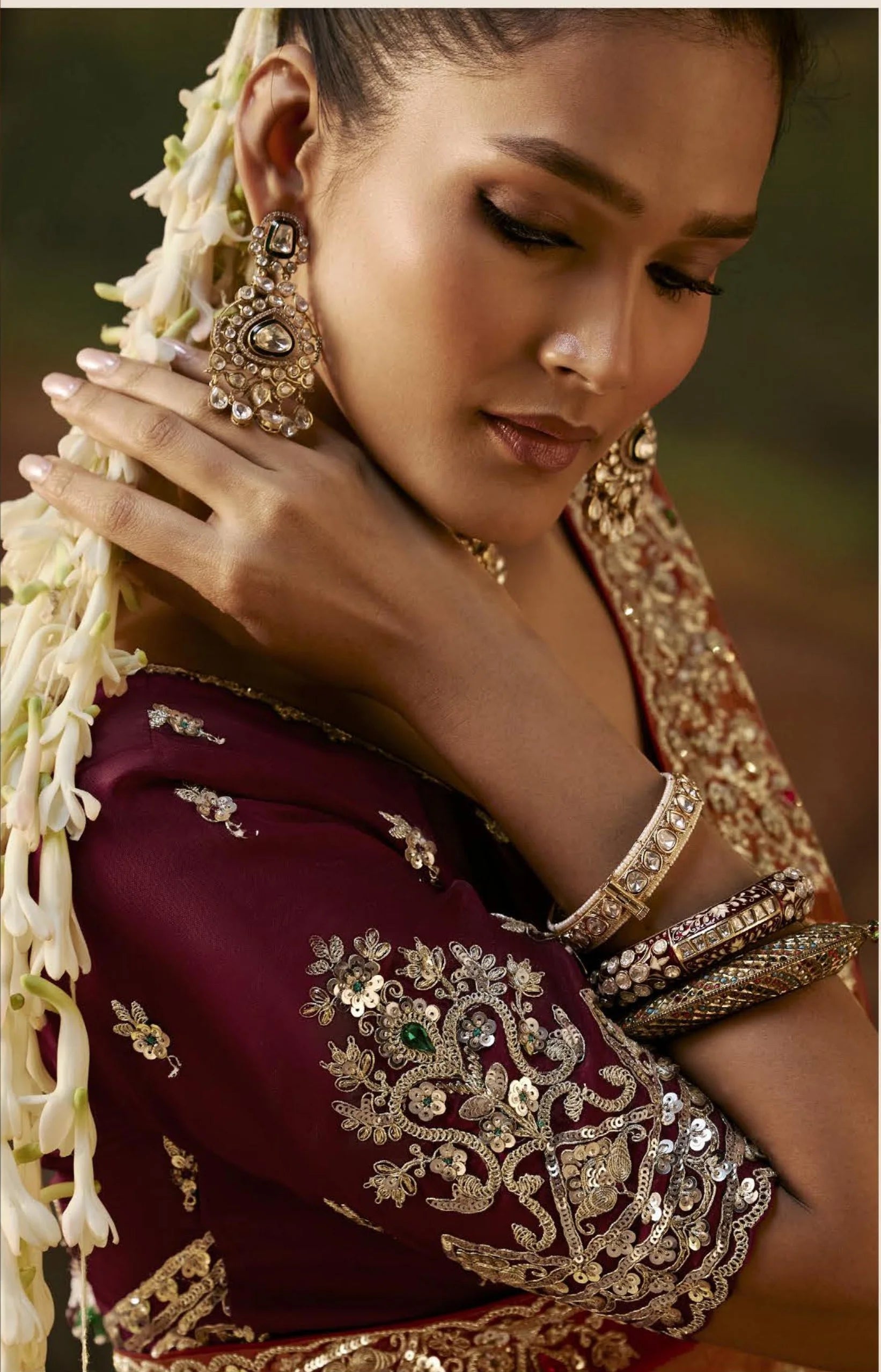 Viscose Tissue Party Wear Brown With Sequence Work