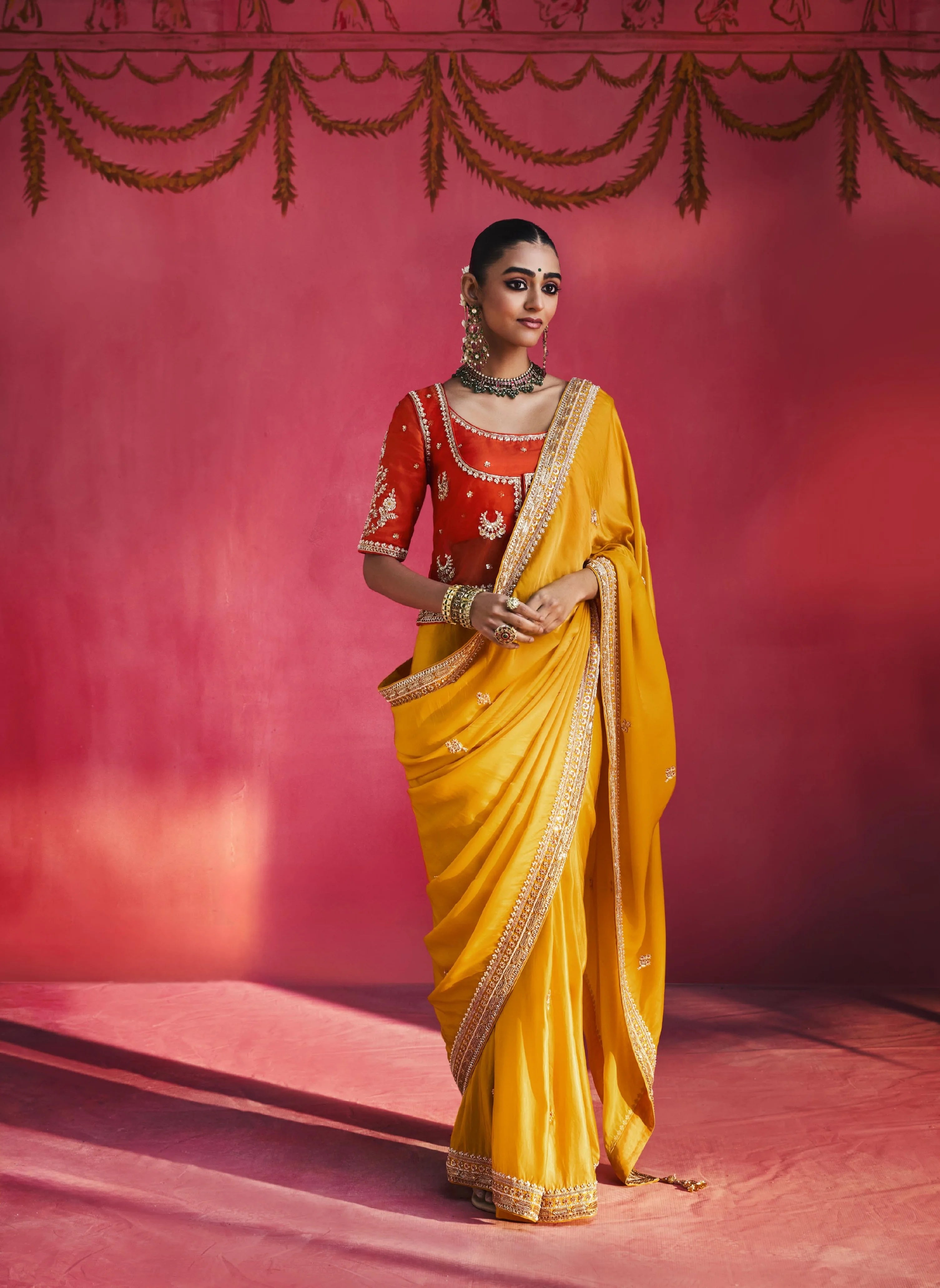 Lightweight Festival Wear Yellow With Thread Work Saree