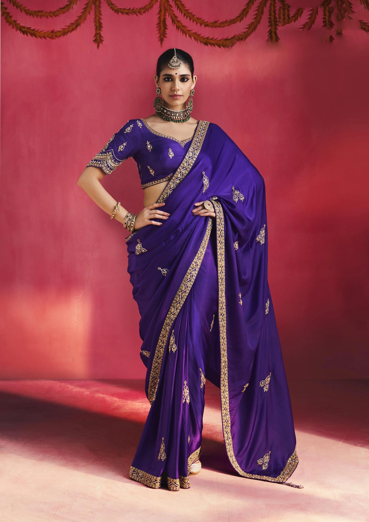 Lightweight Festival Wear Purple With Thread Work Saree