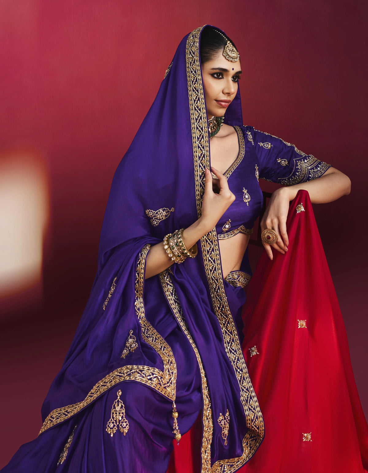 Lightweight Festival Wear Purple With Thread Work Saree
