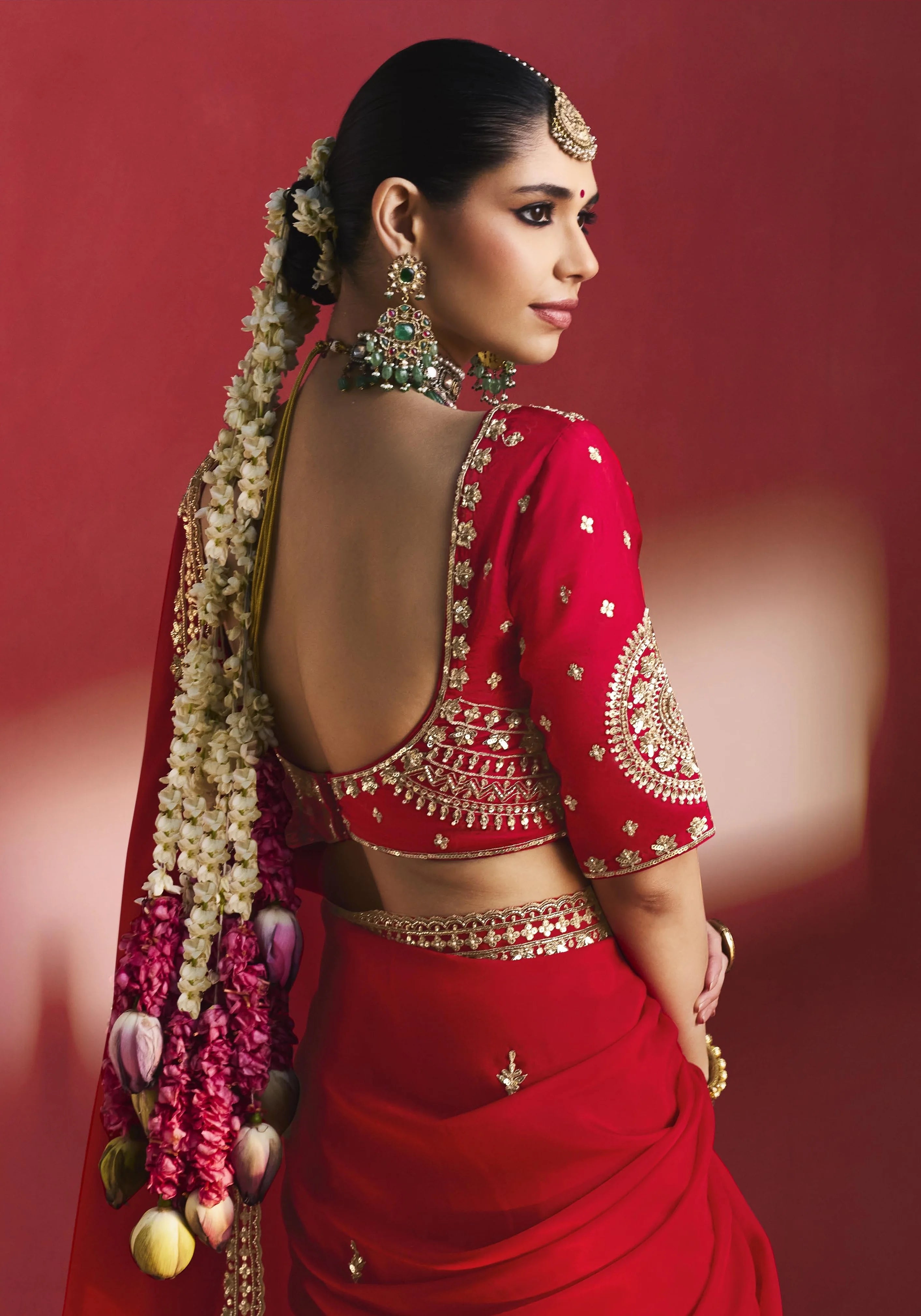 Lightweight Festival Wear Red With Thread Work Saree