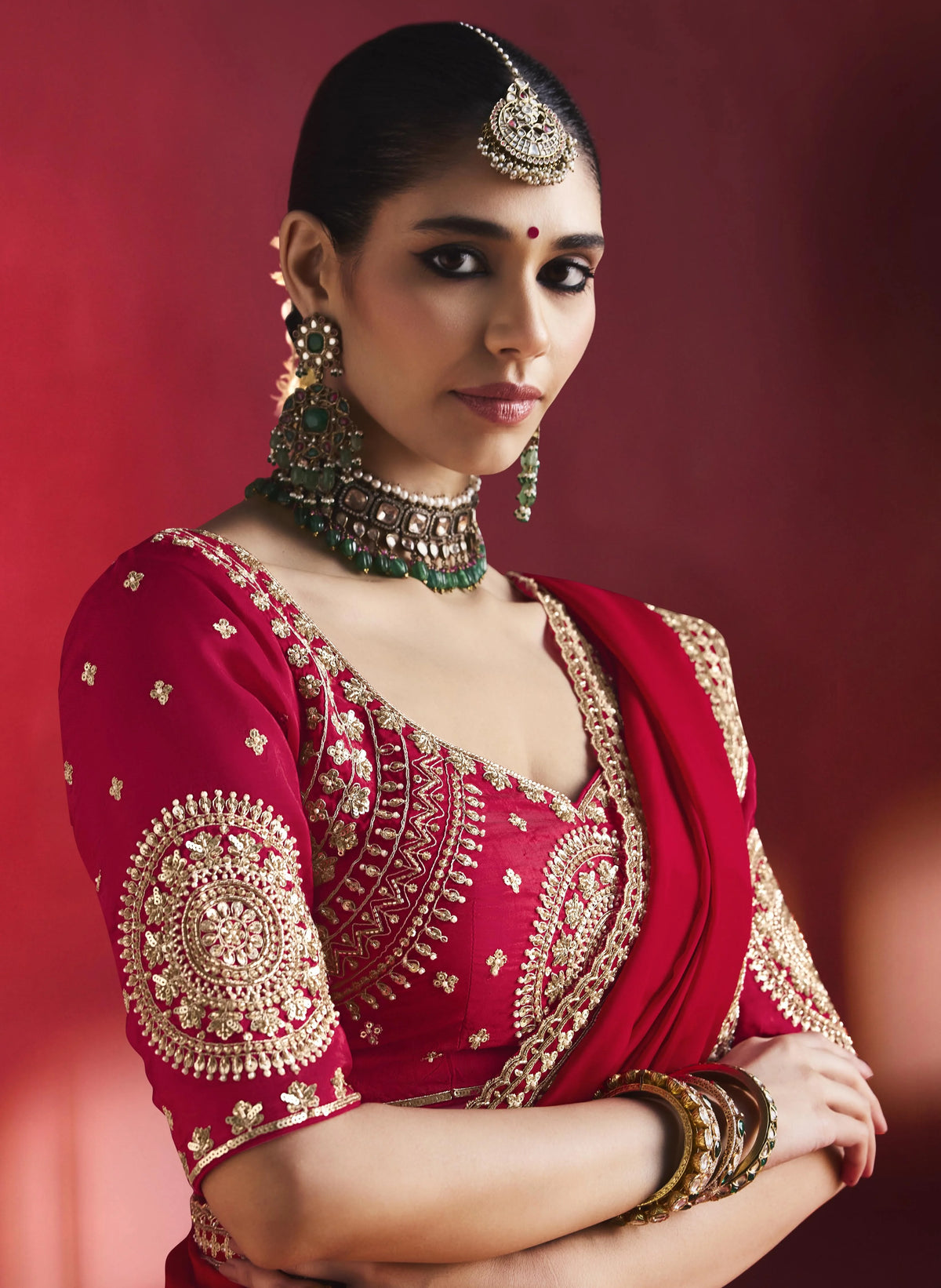 Lightweight Festival Wear Red With Thread Work Saree