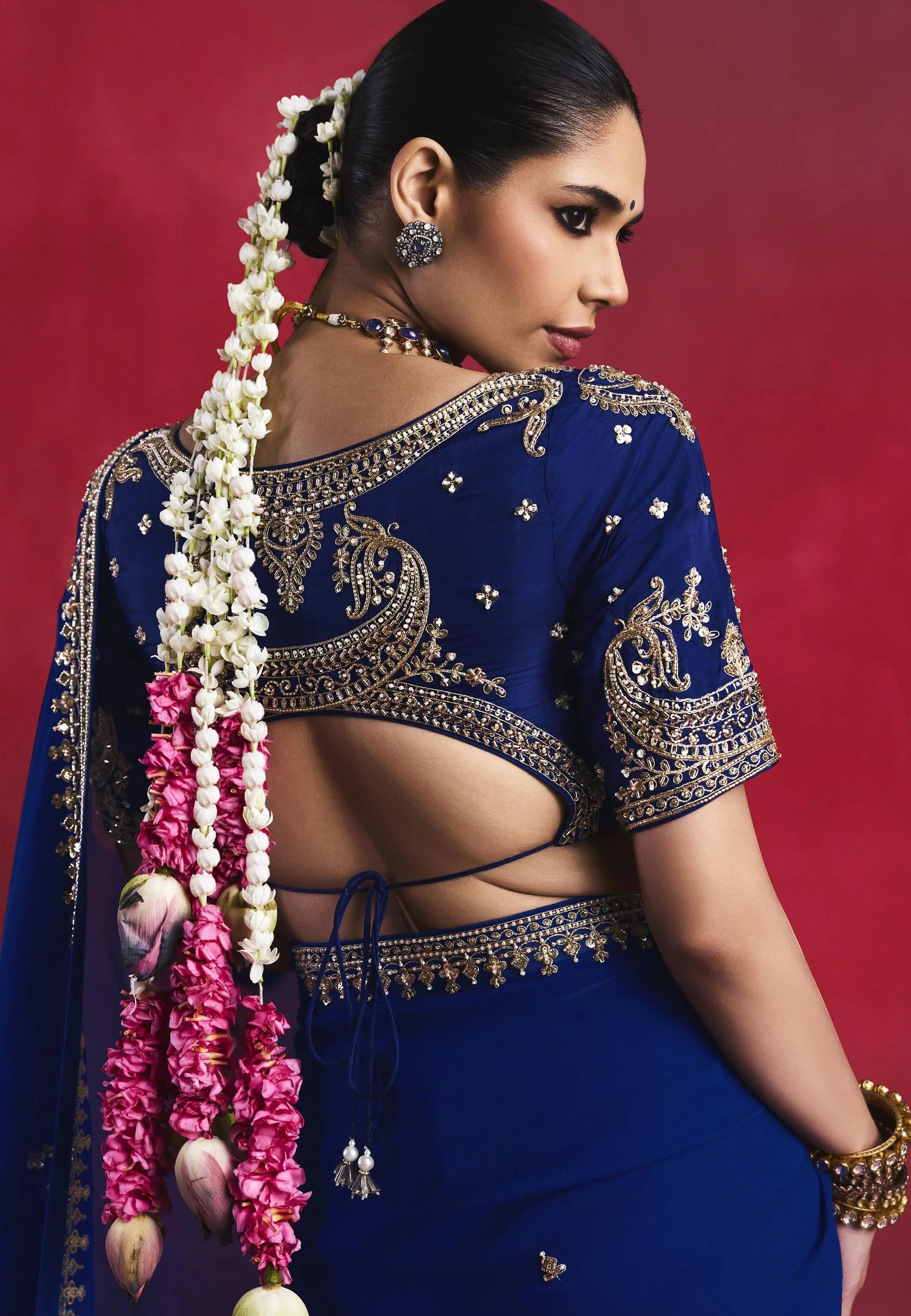 Lightweight Festival Wear Blue With Thread Work Saree