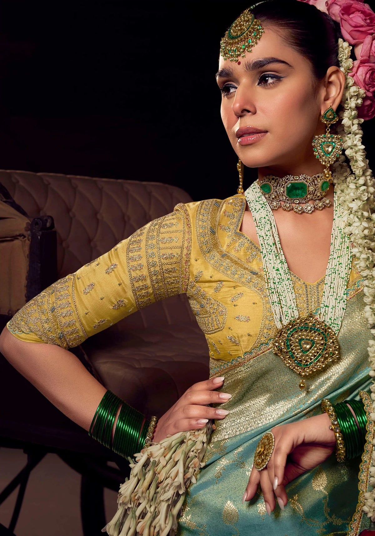 Satin Tissue Festival Wear Blue With Weaving Sarees