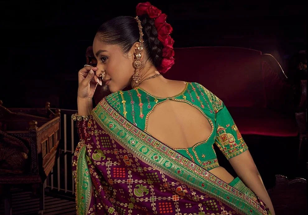 Viscose Dola Silk Purple With Embroidery Work
