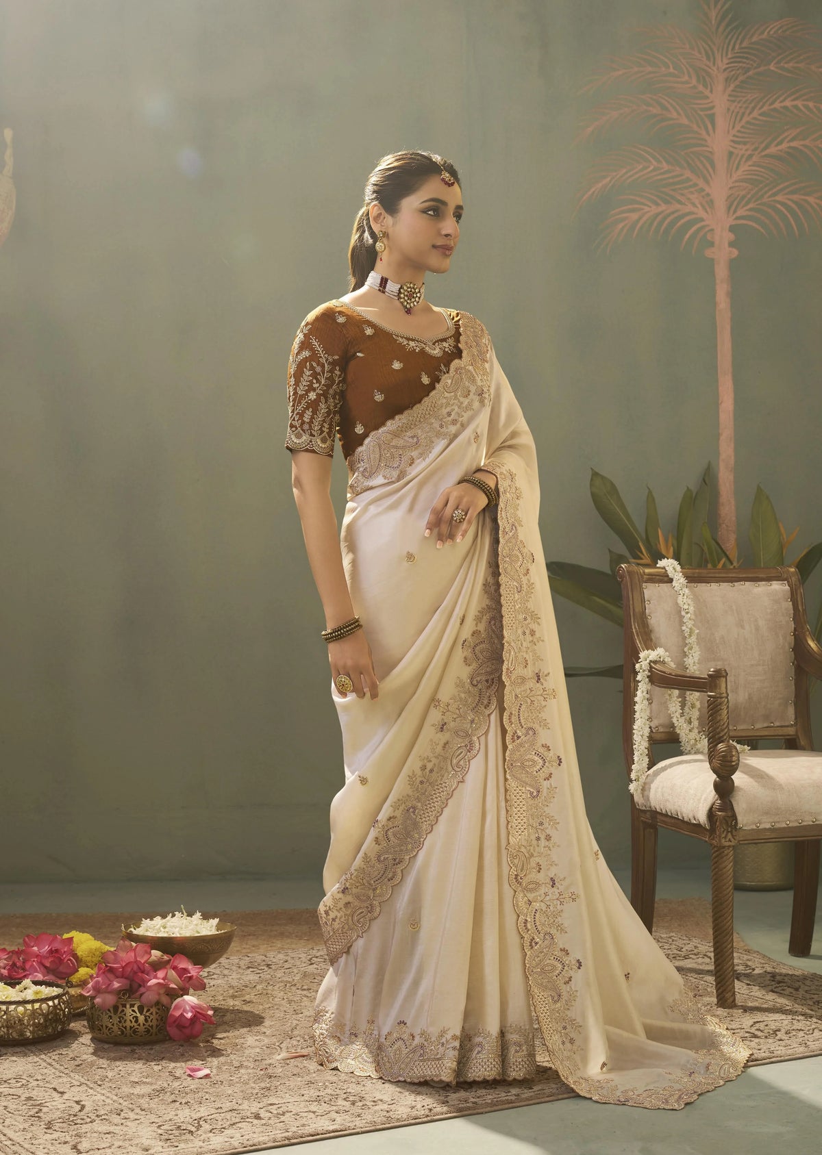 Upada Silk Weaving Off White Party Wear Sarees