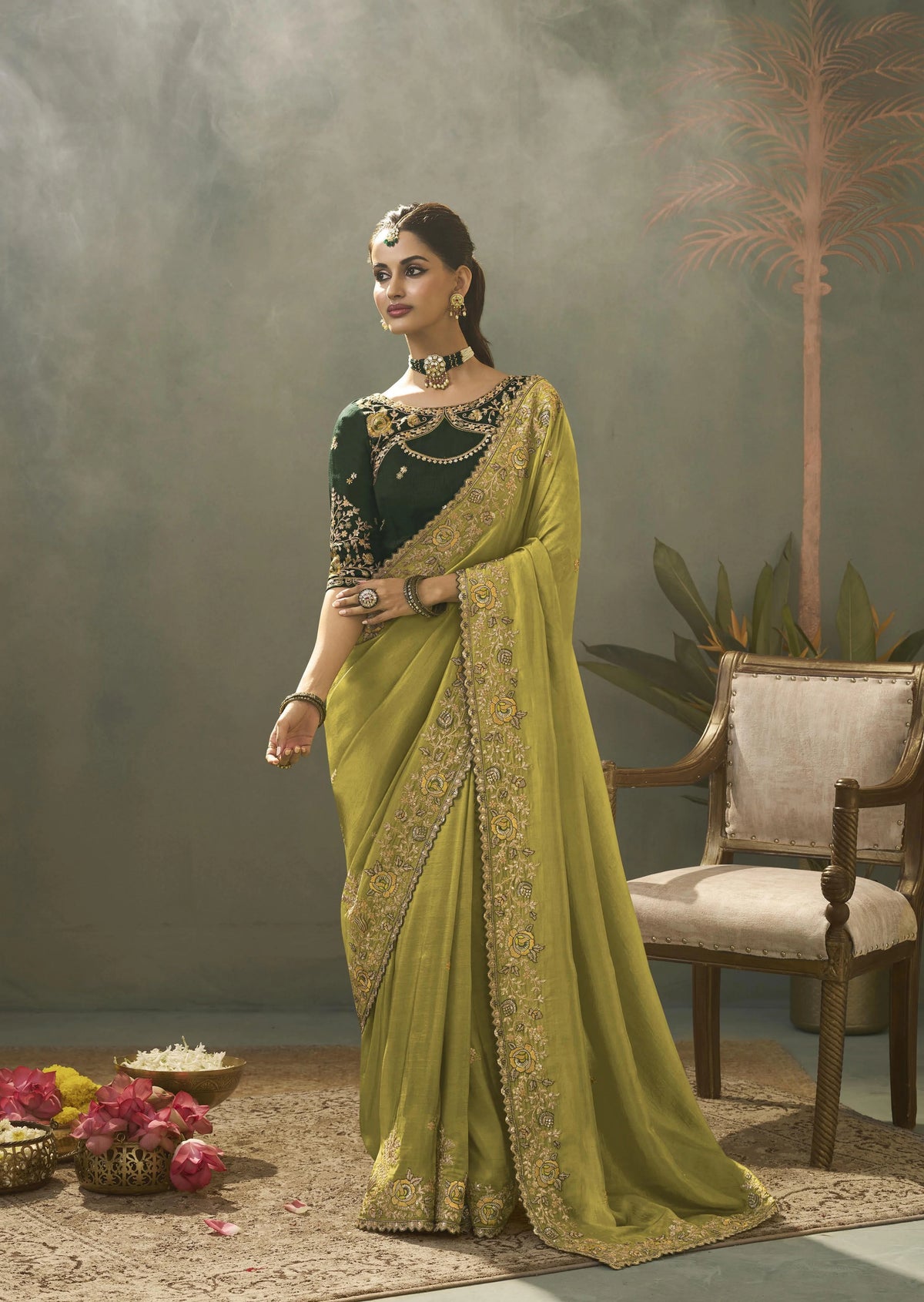 Uppada Silk Weaving Parrot Party Wear Sarees