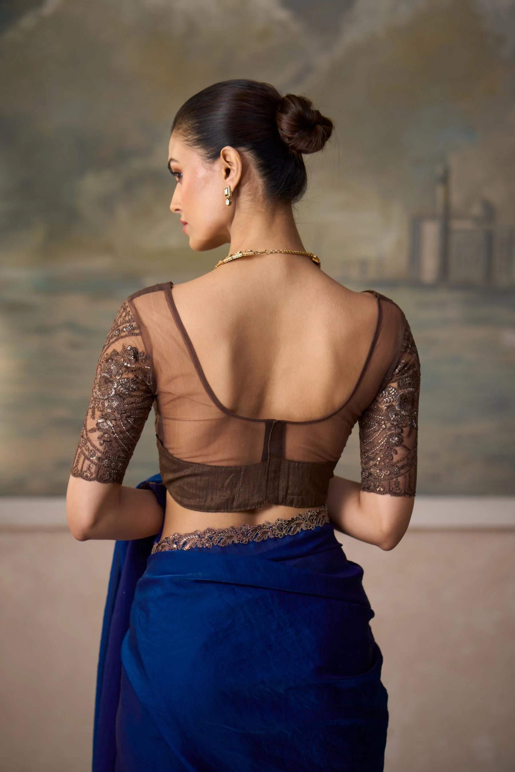 Satin Silk Festival Wear Blue With Heavy Work