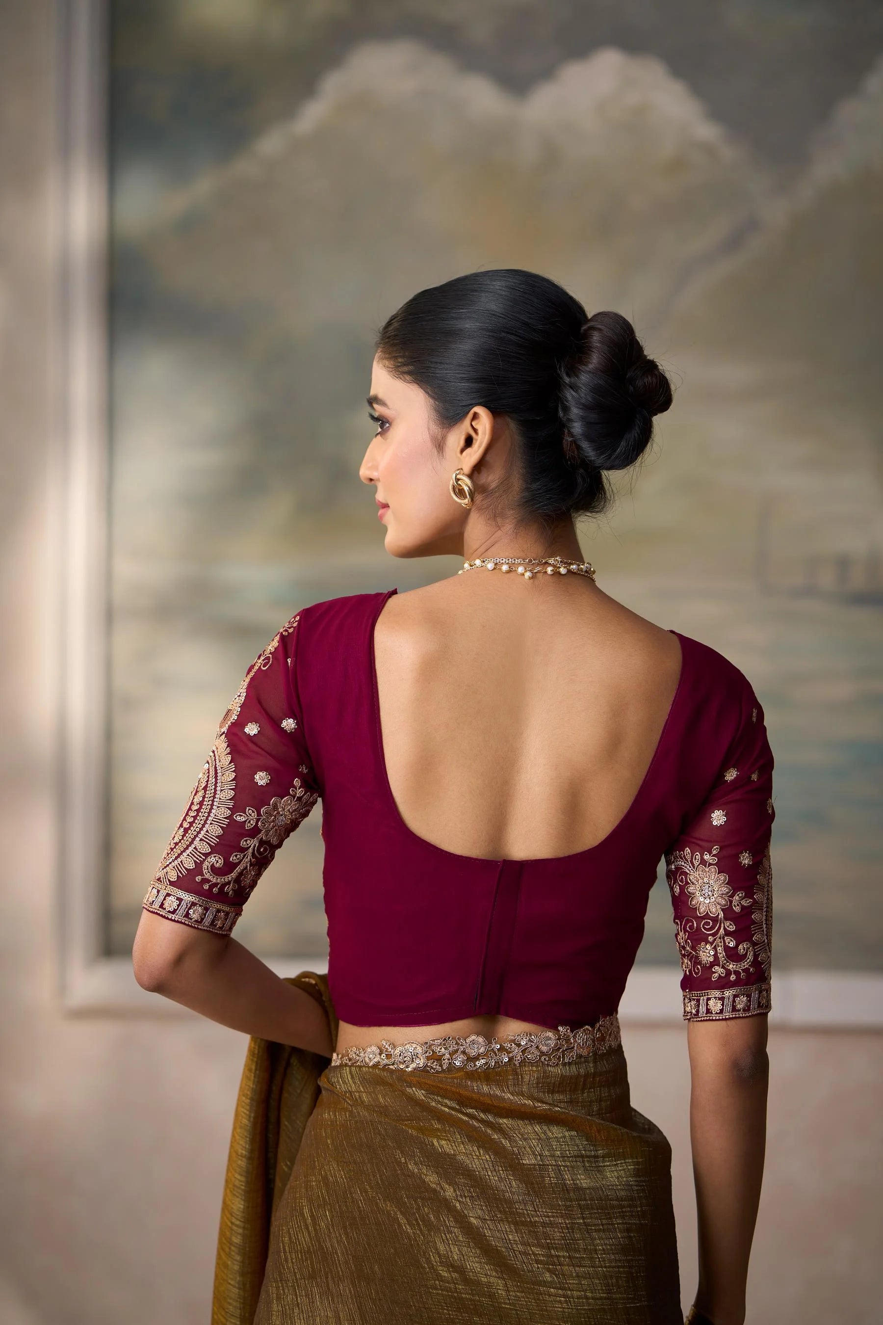 Georgette Festival Wear Brown With Heavy Work